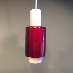 Glass Pendant in White Sapphire Glass and Transparent Red Glass from Holmegaard