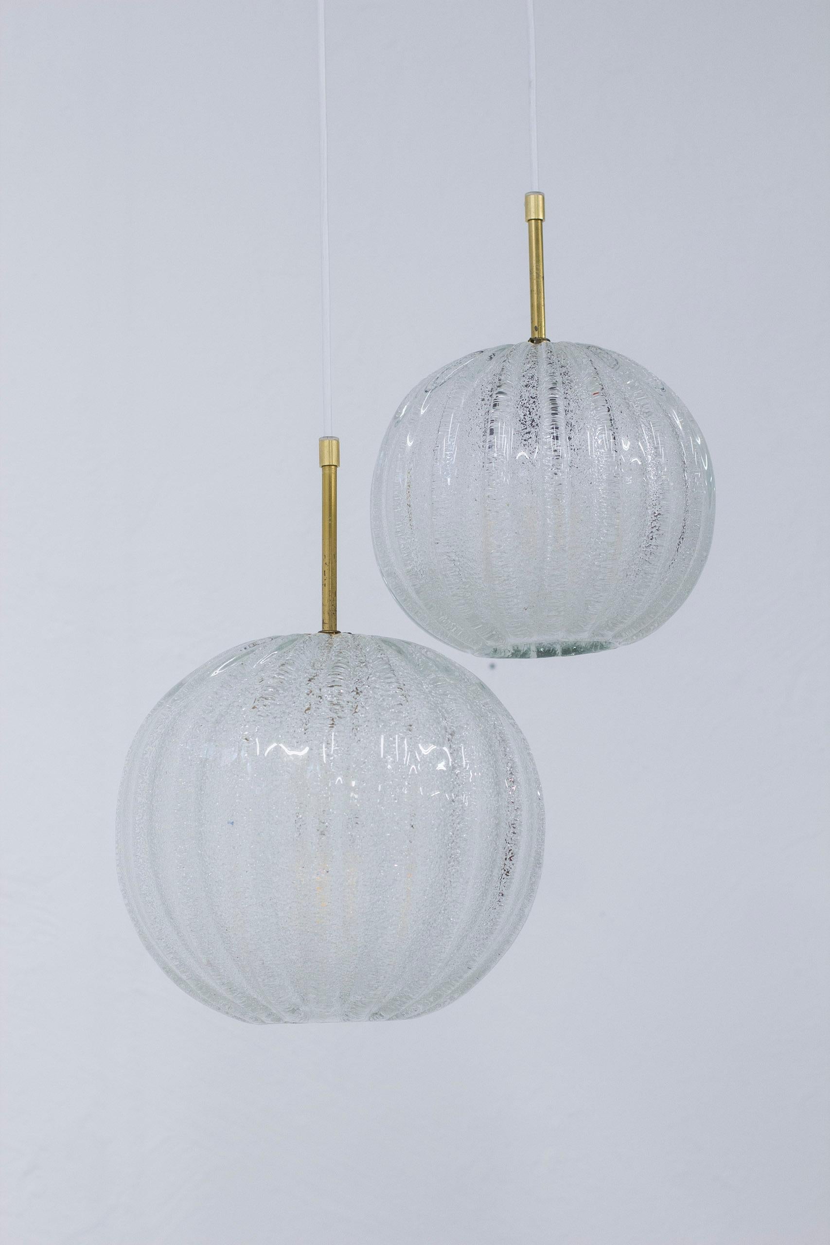 Brass Glass Pendant Lamp by Barovier & Toso, Italy, 1950s No.2