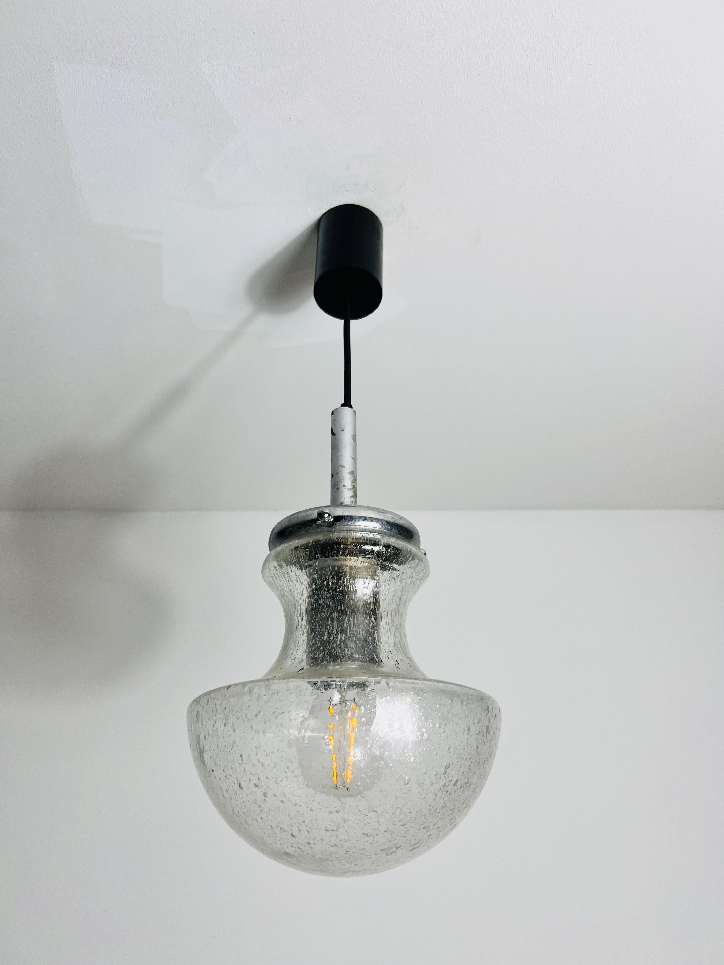 Mid-Century Modern Glass Pendant Lamp by Doria, 1960s, Germany For Sale