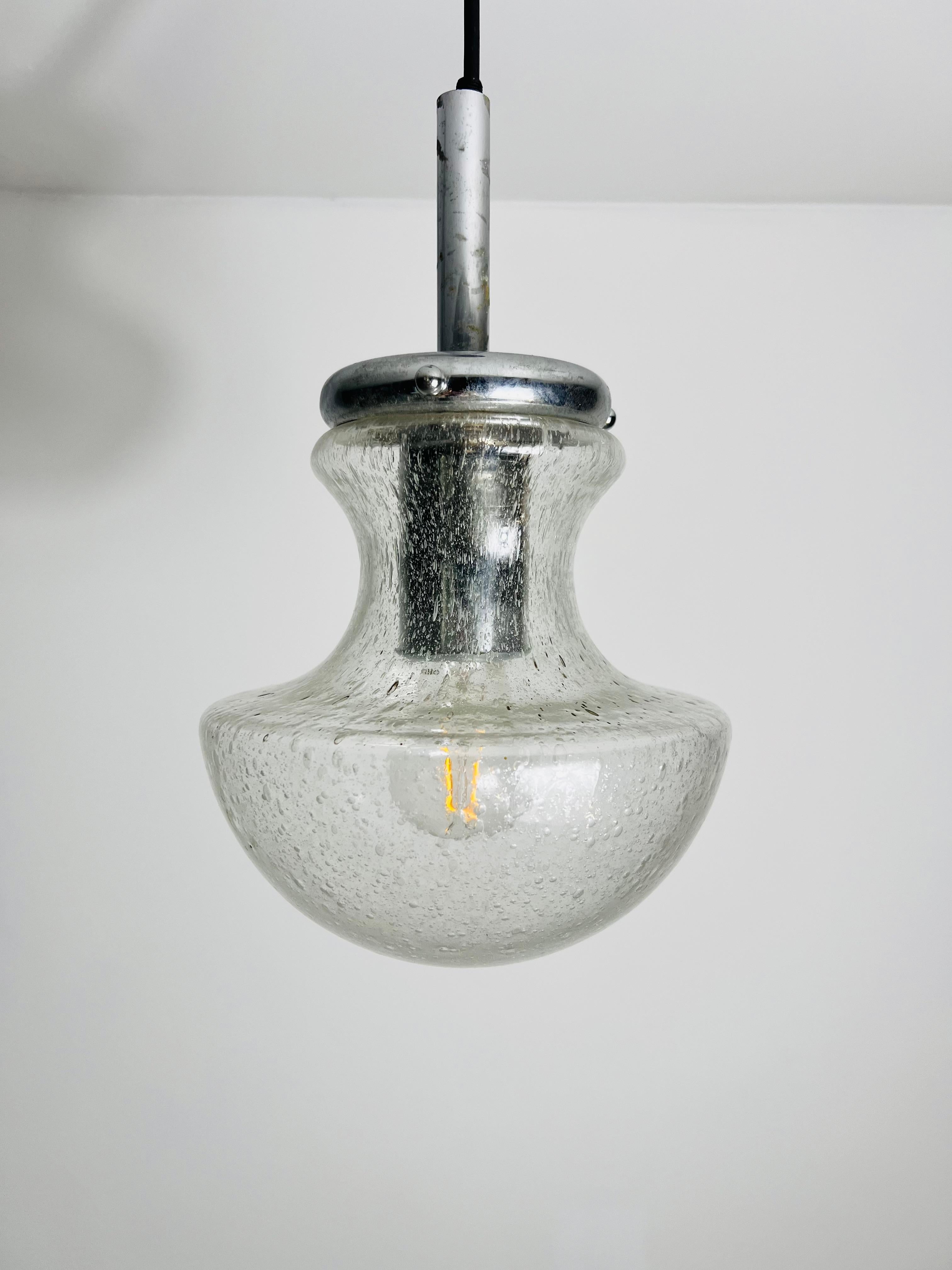 Glass Pendant Lamp by Doria, 1960s, Germany In Good Condition For Sale In Hagenbach, DE