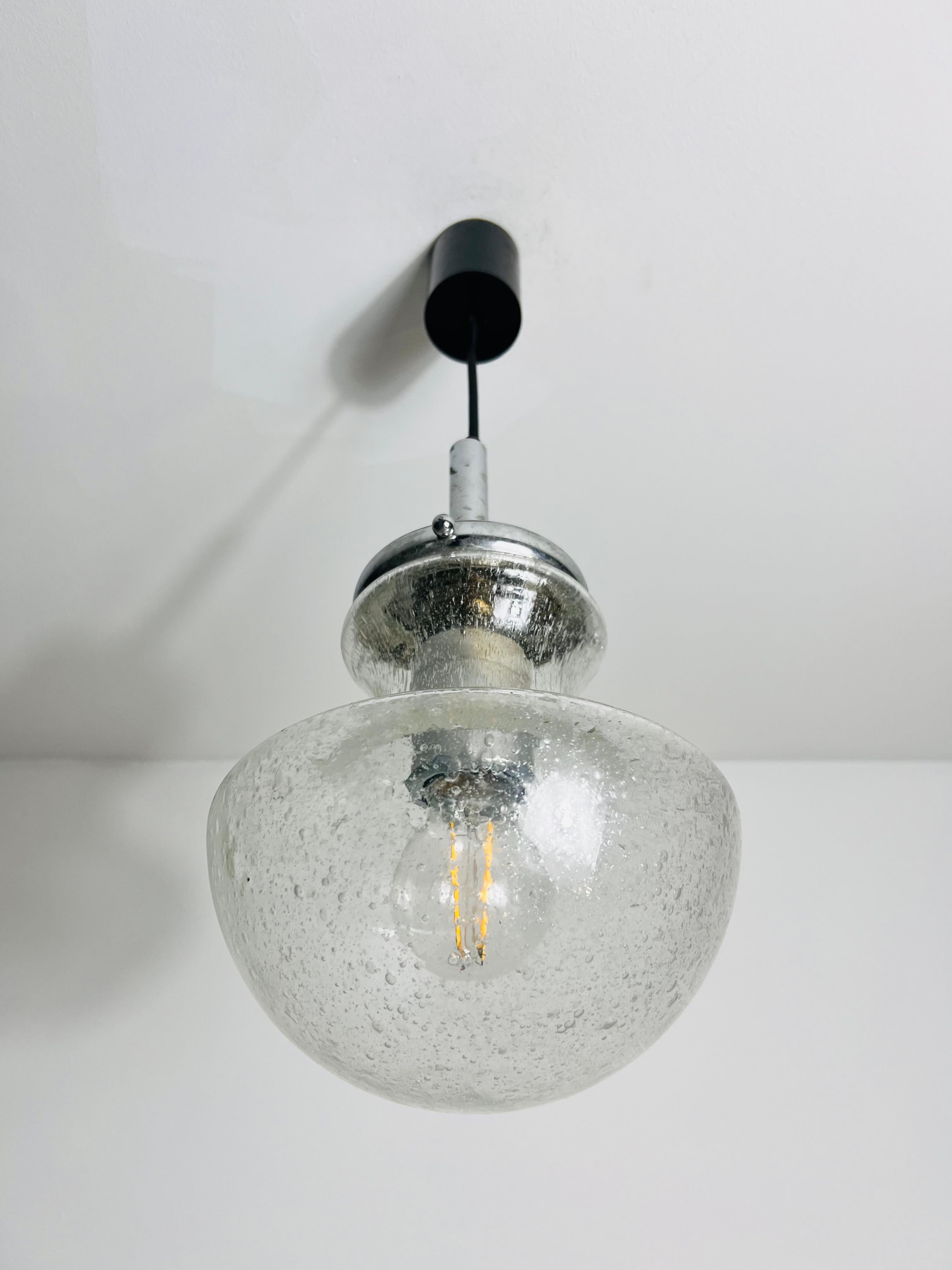 Mid-20th Century Glass Pendant Lamp by Doria, 1960s, Germany For Sale