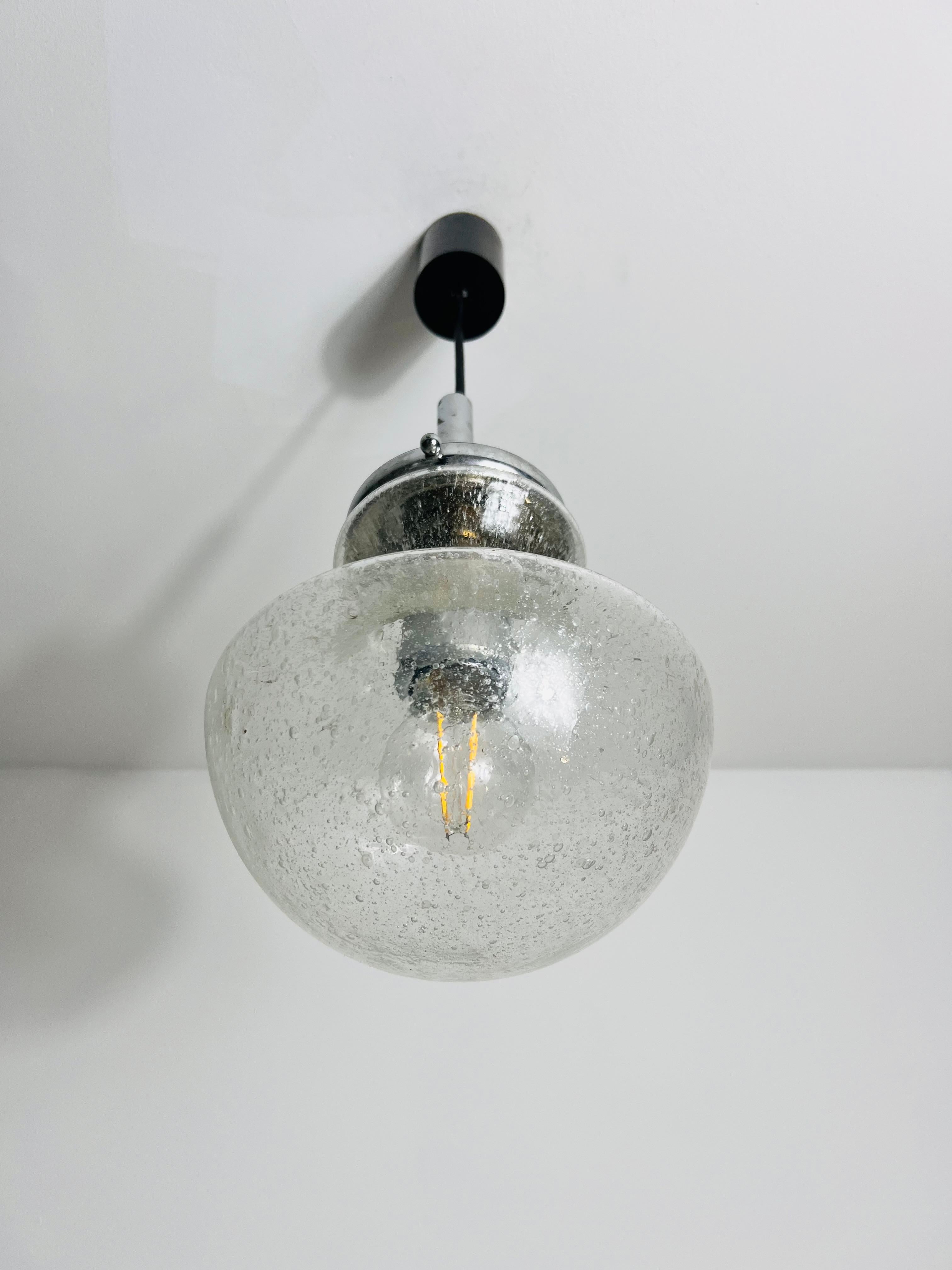 Aluminum Glass Pendant Lamp by Doria, 1960s, Germany For Sale