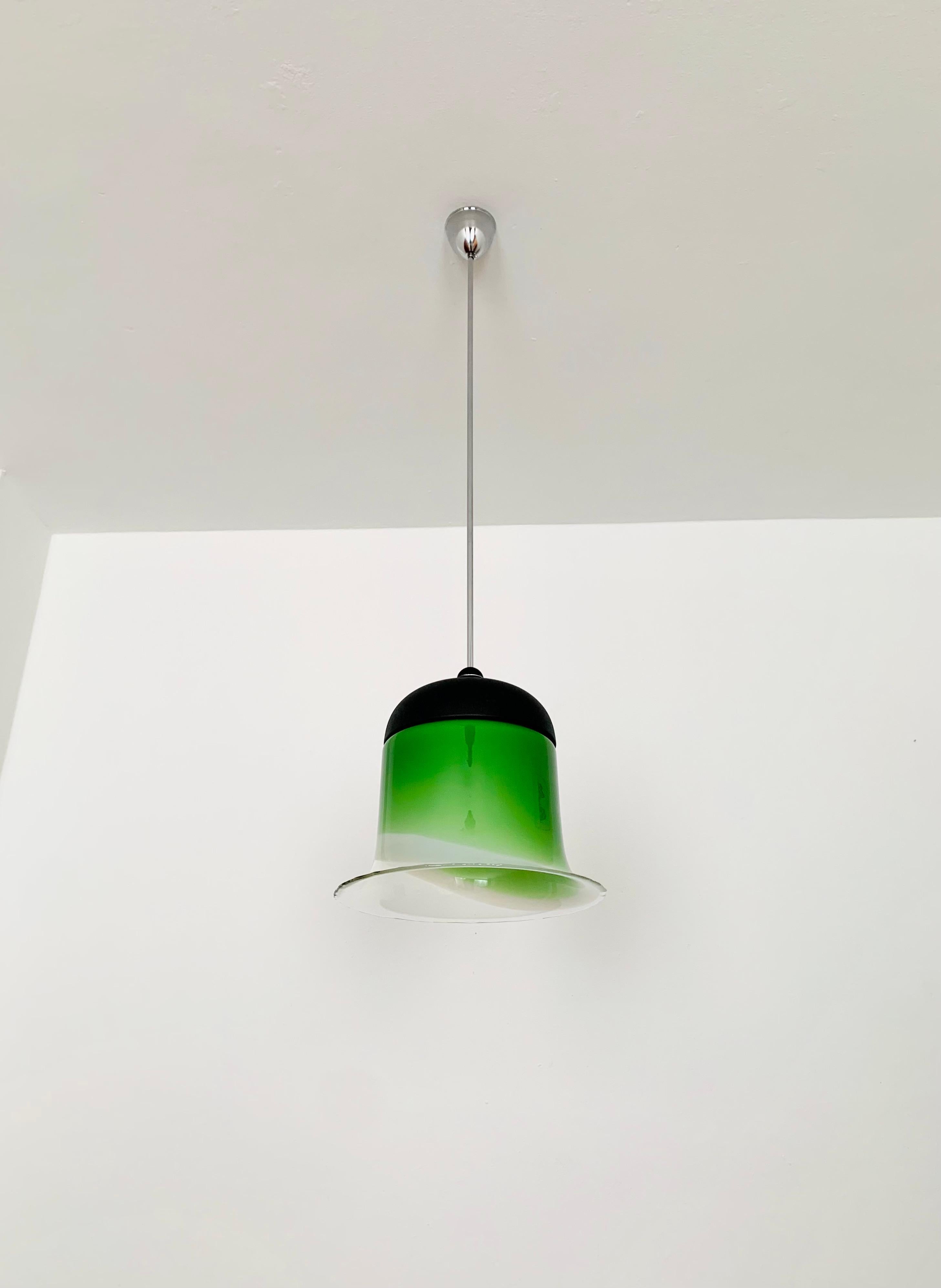 German Glass Pendant Lamp by Peill and Putzler For Sale