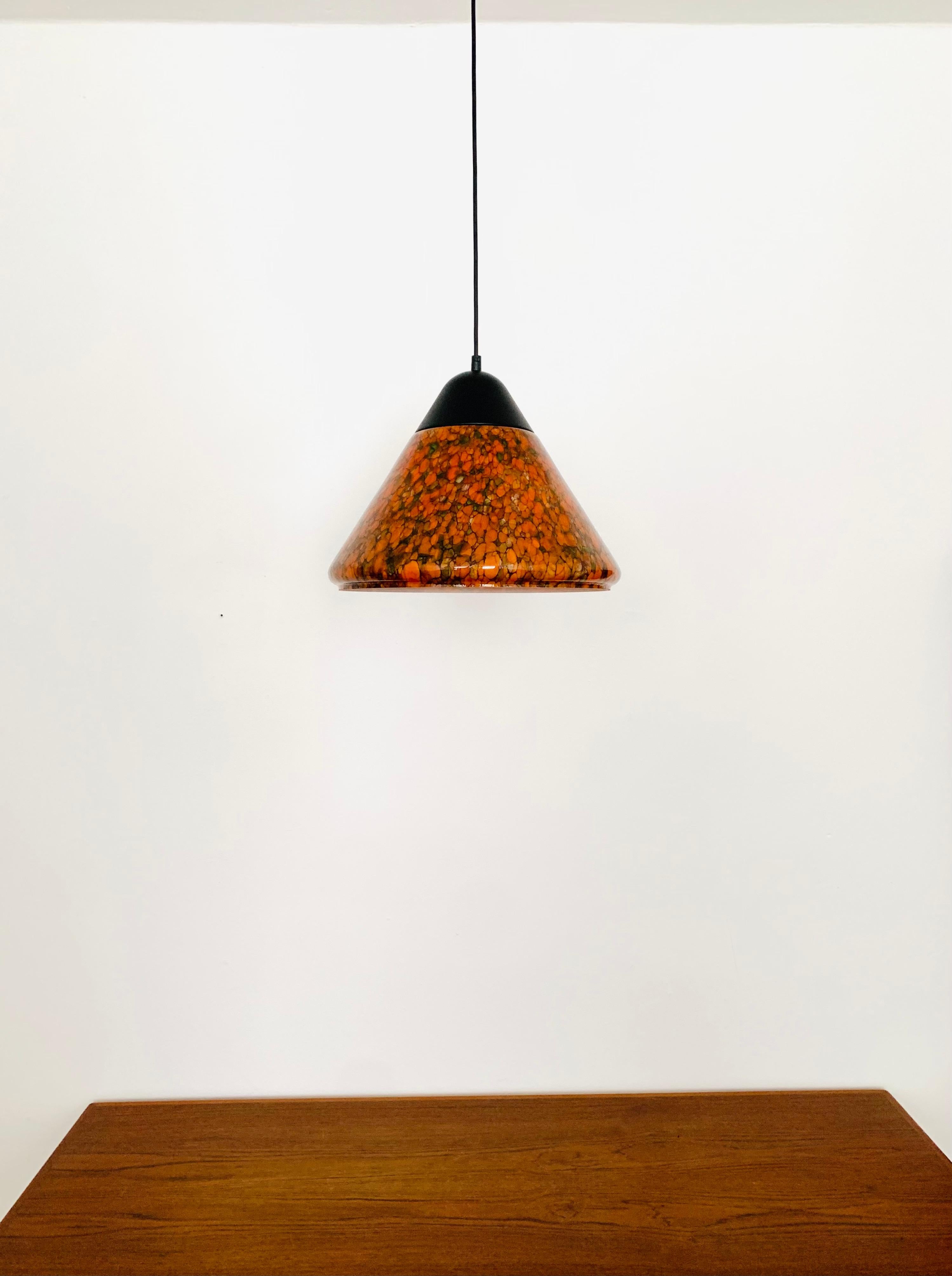 Metal Glass Pendant Lamp by Peill and Putzler For Sale