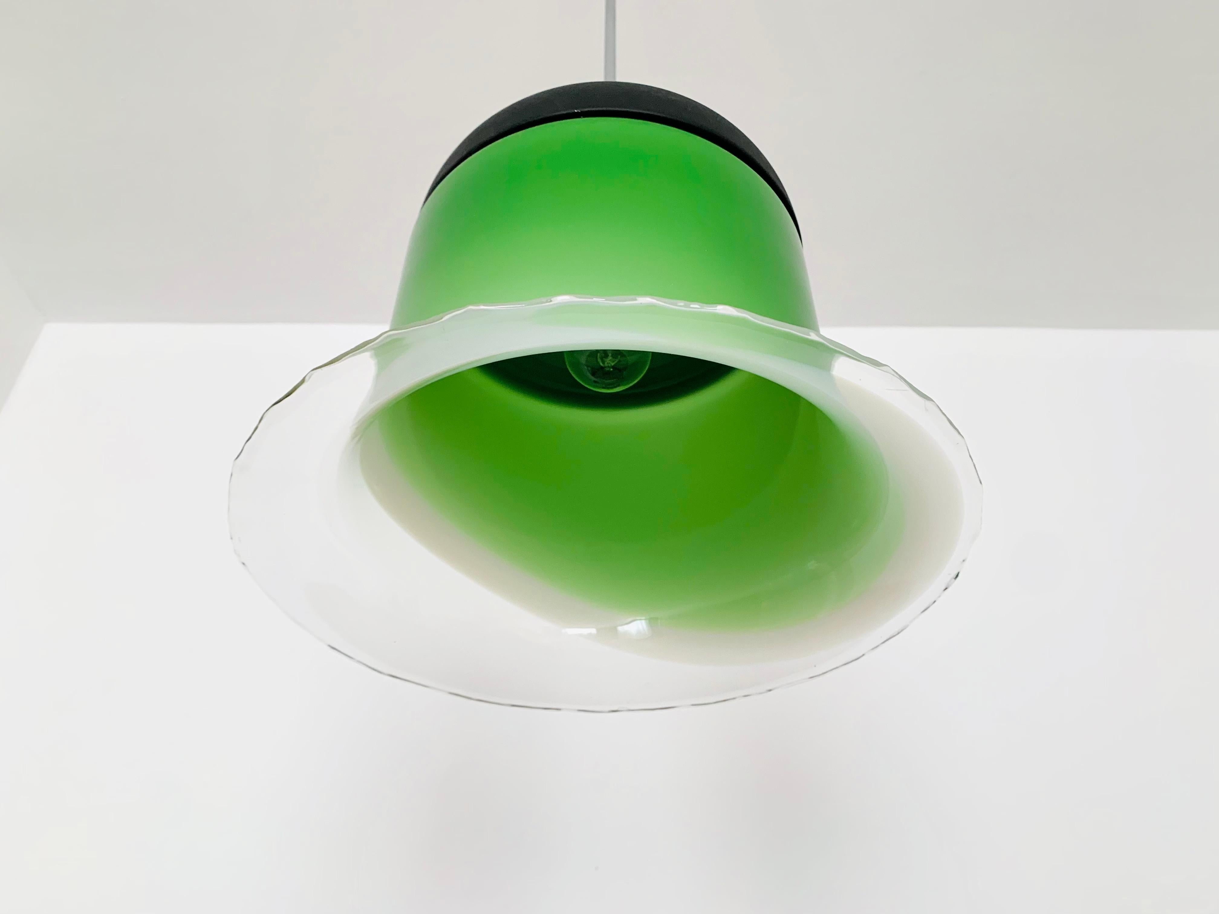 Metal Glass Pendant Lamp by Peill and Putzler For Sale