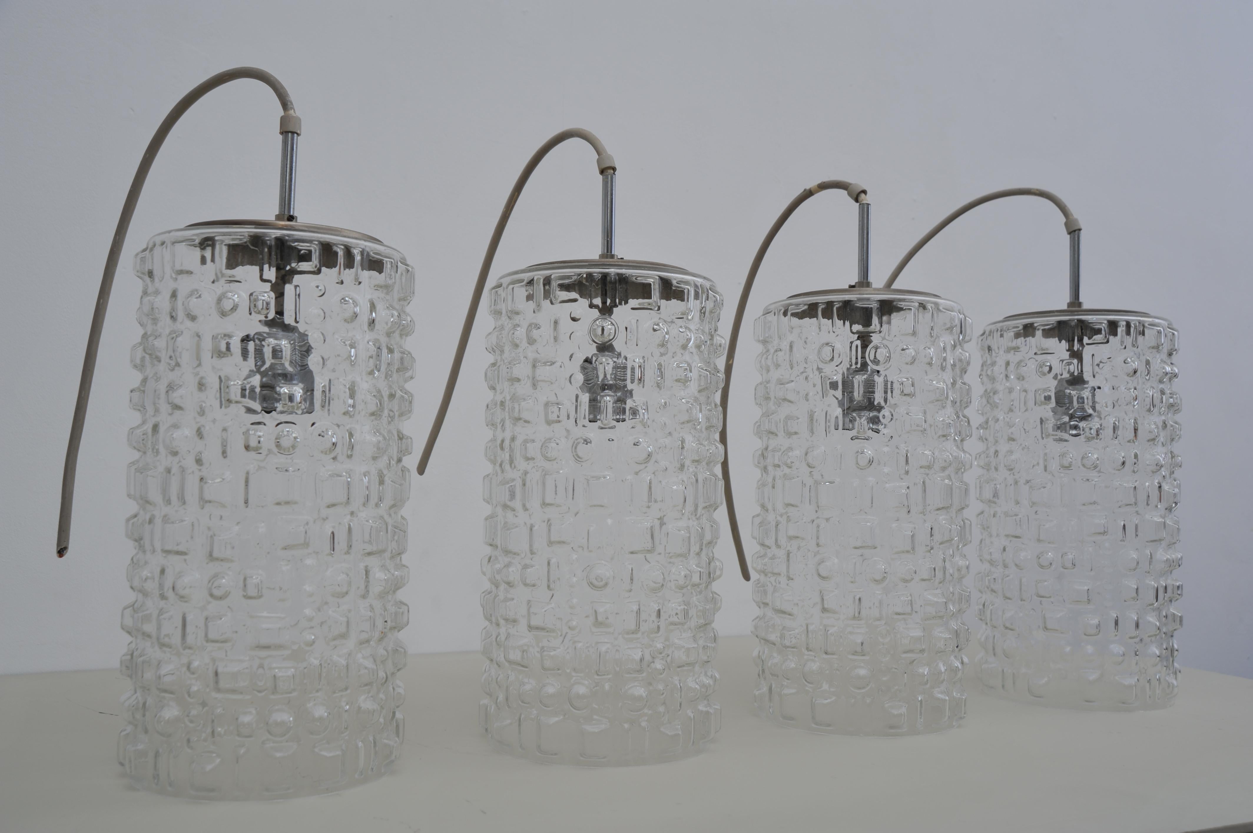 Mid-Century moderno Lampada a sospensione in vetro di Peill & Putzler (anni '50) in vendita
