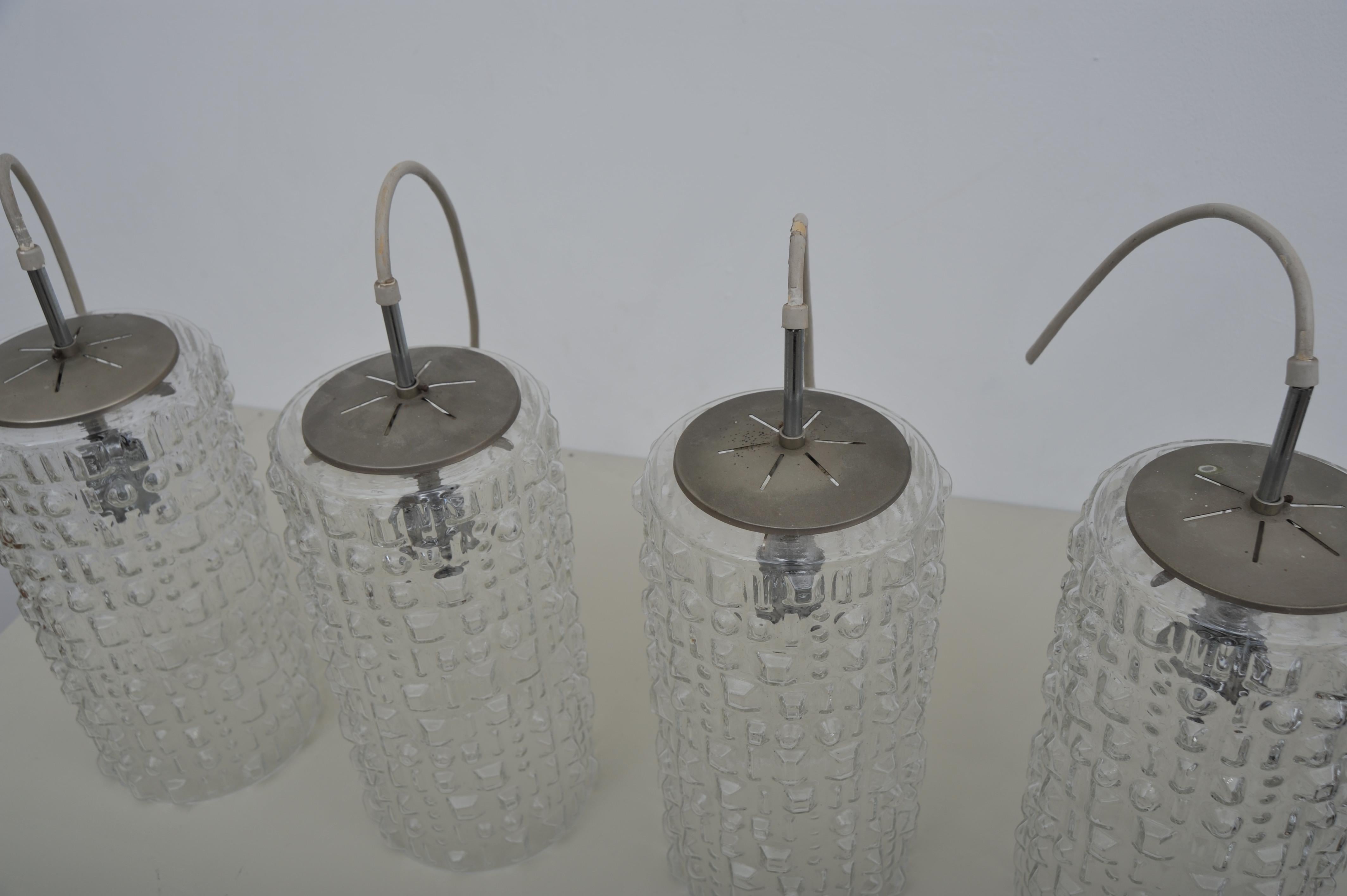 Metallo Lampada a sospensione in vetro di Peill & Putzler (anni '50) in vendita