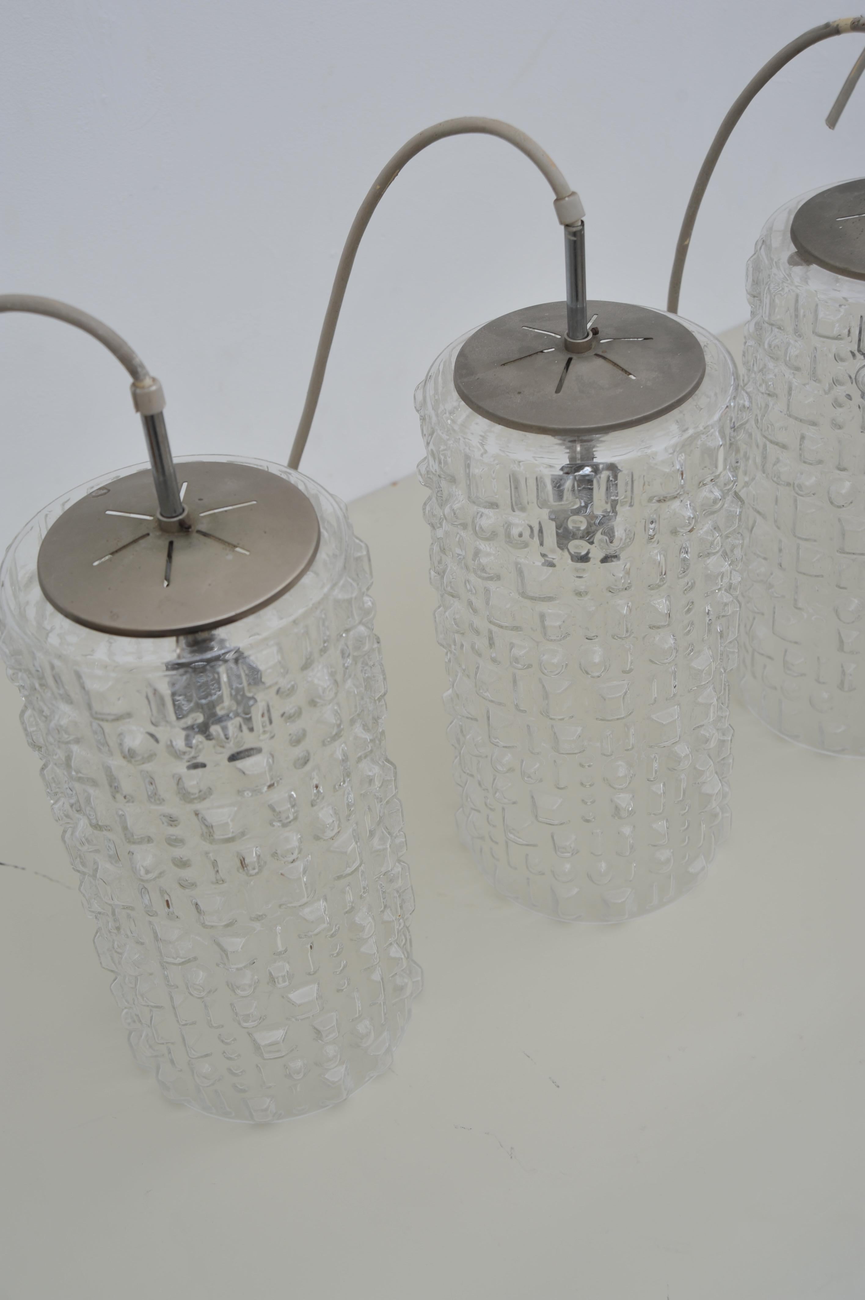 Lampada a sospensione in vetro di Peill & Putzler (anni '50) in vendita 2