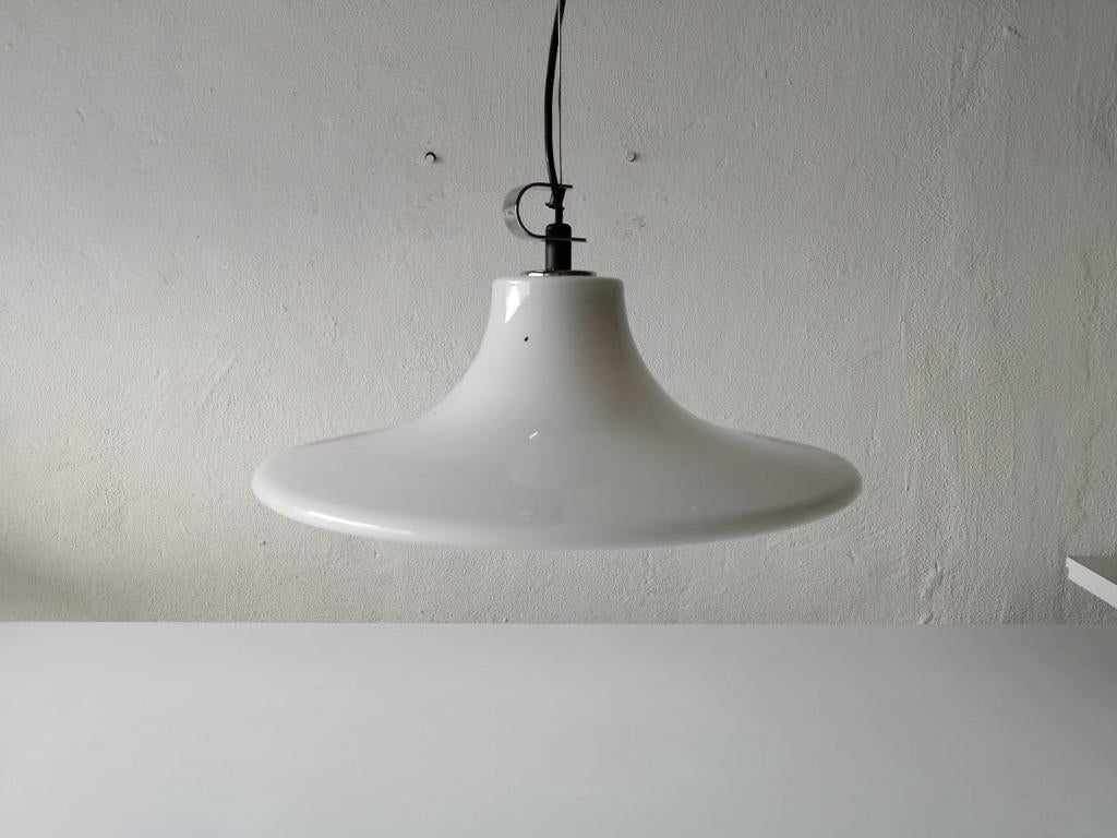 Large Opaline Glass Pendant Lamp by Peill & Putzler, 1970s, Germany For Sale 5