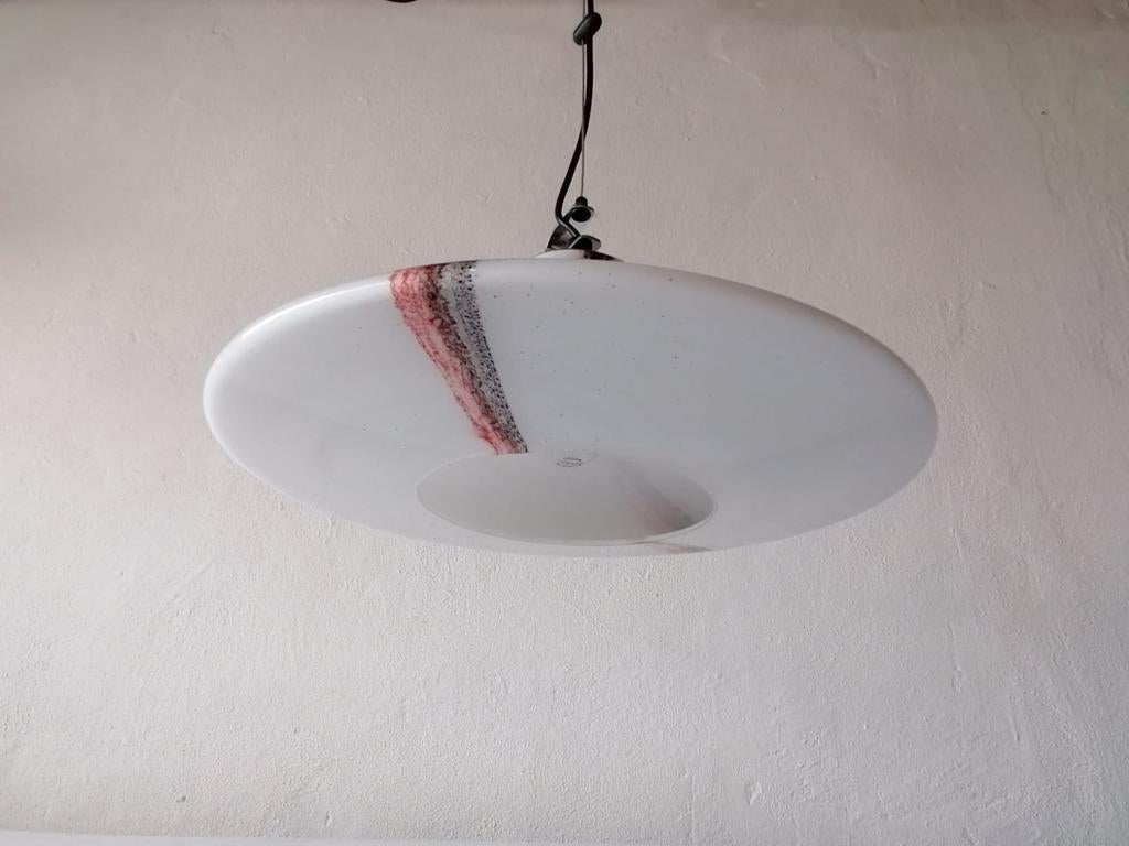 Large Opaline Glass Pendant Lamp by Peill & Putzler, 1970s, Germany For Sale 6