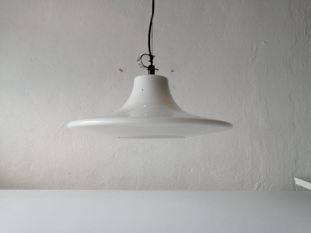 Large Opaline Glass Pendant Lamp by Peill & Putzler, 1970s, Germany For Sale 8