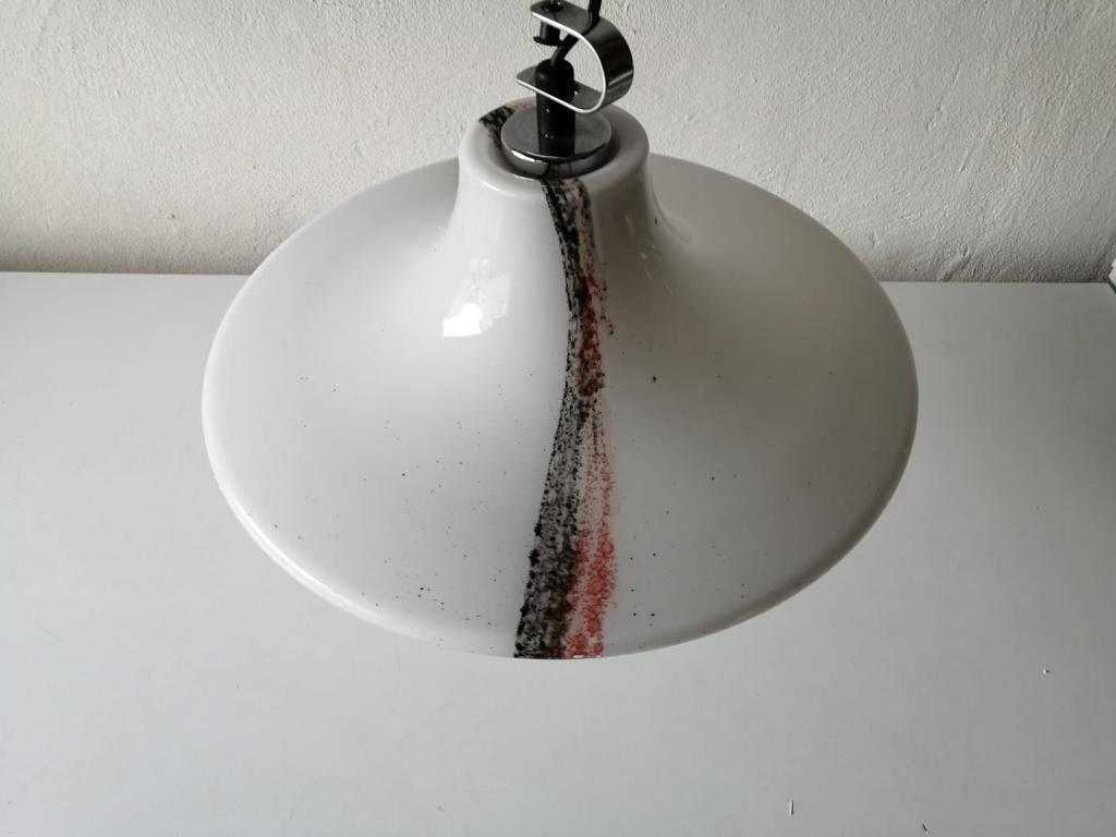 Mid-Century Modern Large Opaline Glass Pendant Lamp by Peill & Putzler, 1970s, Germany For Sale