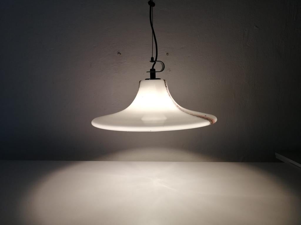 Large Opaline Glass Pendant Lamp by Peill & Putzler, 1970s, Germany For Sale 1