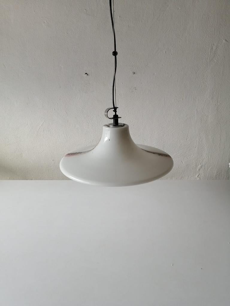 Large Opaline Glass Pendant Lamp by Peill & Putzler, 1970s, Germany For Sale 3