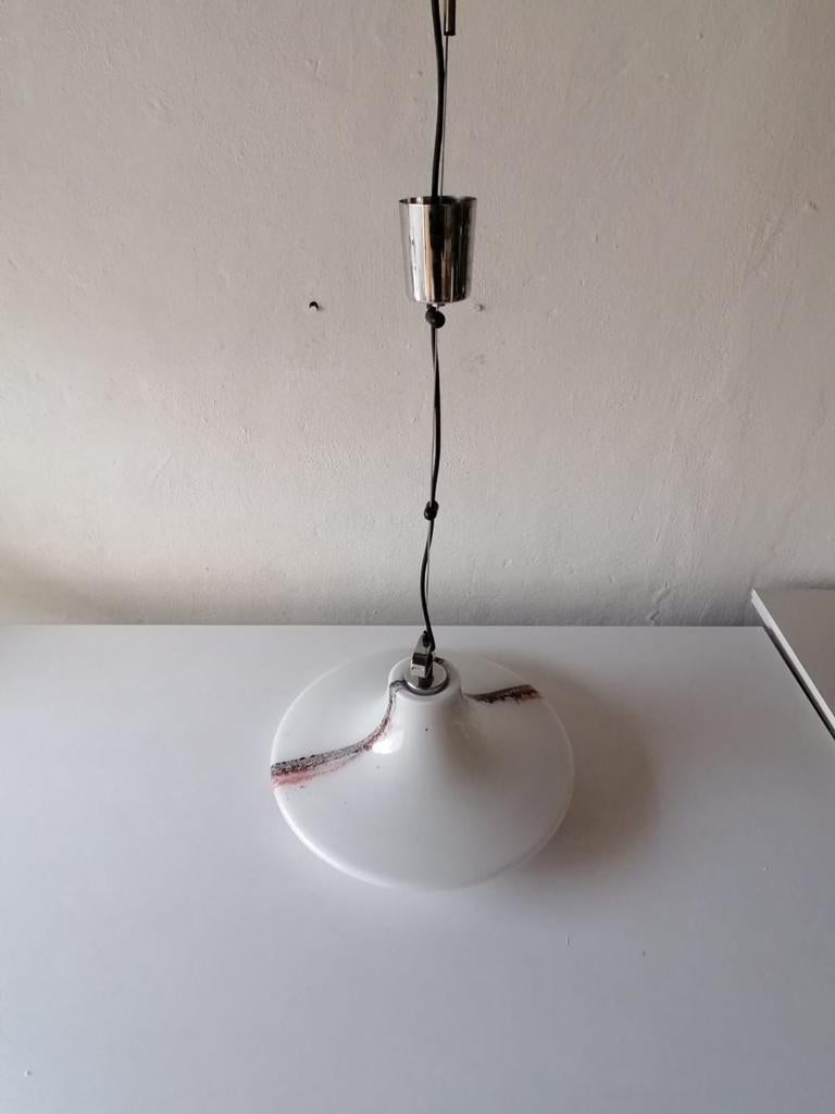 Large Opaline Glass Pendant Lamp by Peill & Putzler, 1970s, Germany For Sale 4