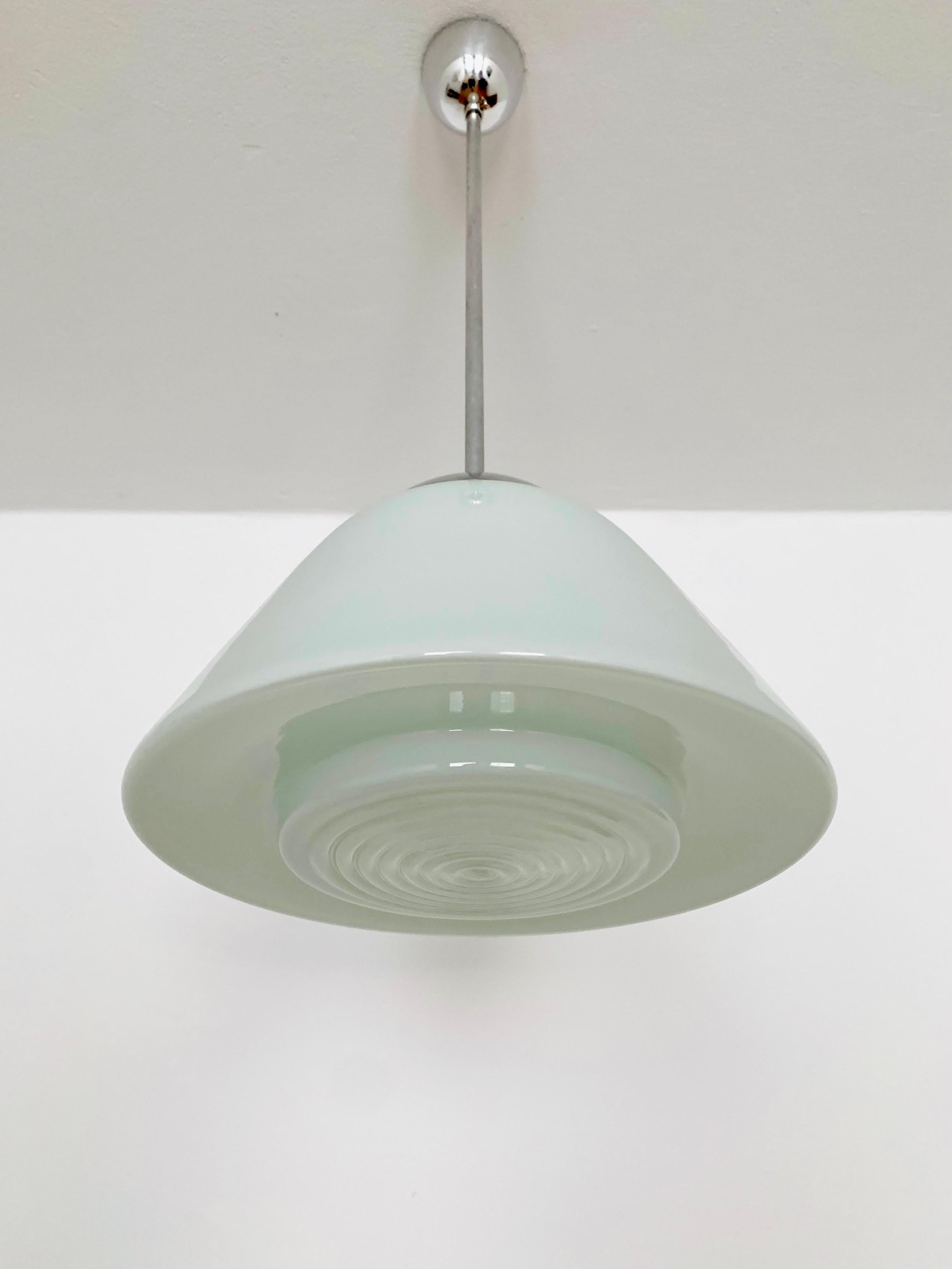 Metal Glass Pendant Lamp by Wilhelm Wagenfeld for Peill and Putzler For Sale