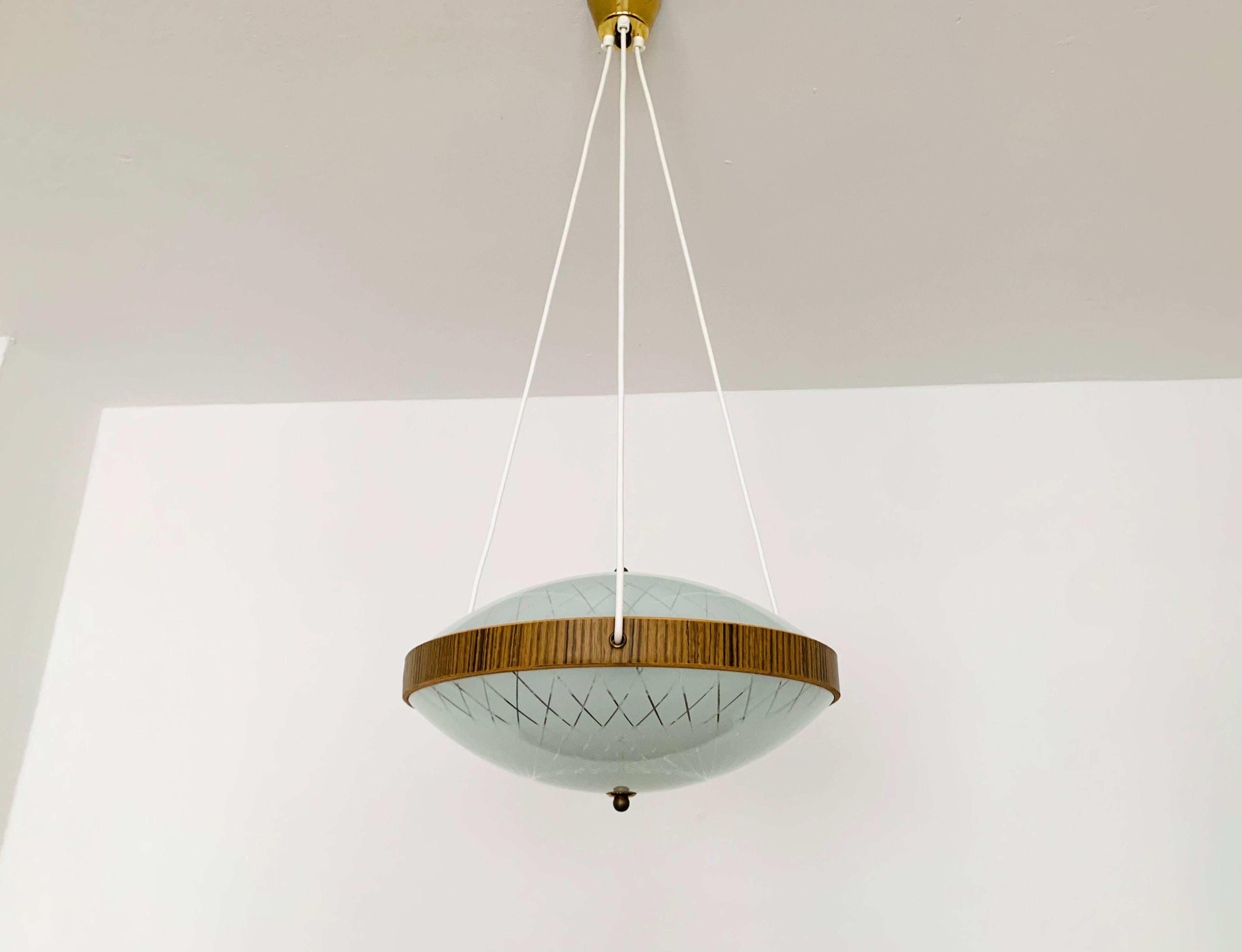 Mid-Century Modern Glass Pendant Lamp For Sale