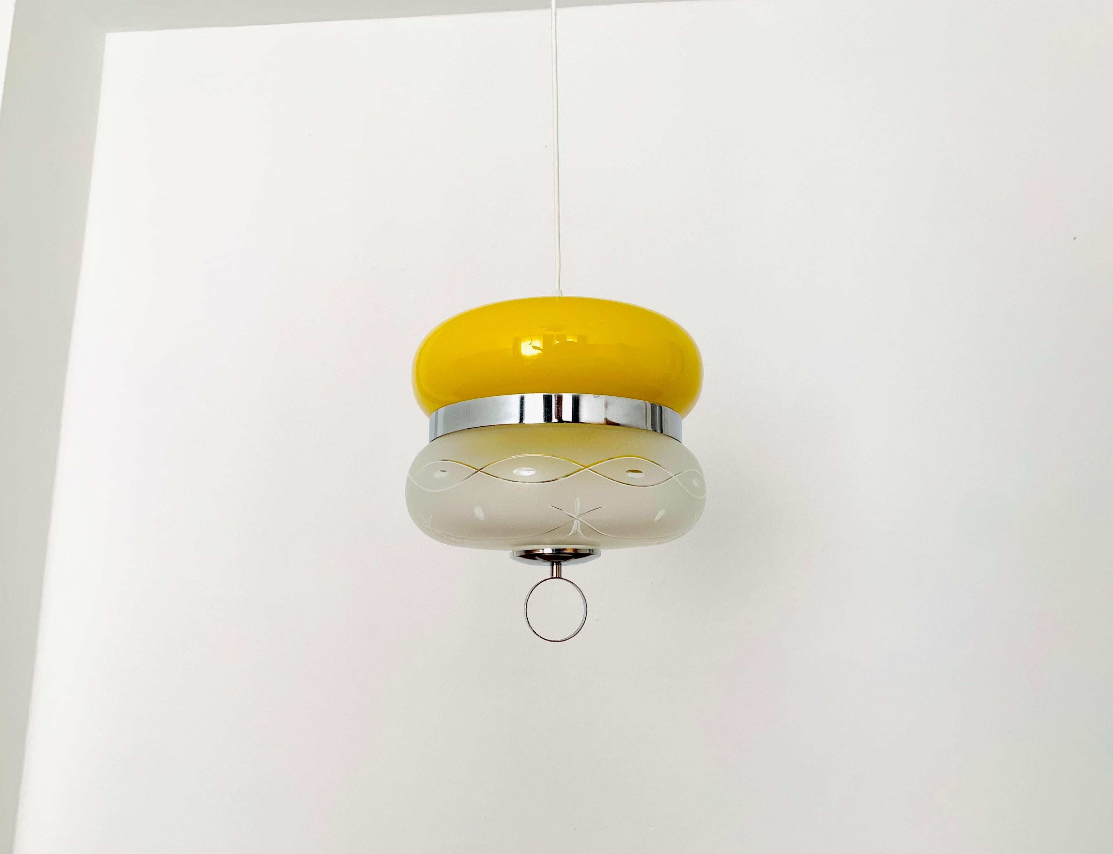 German Glass Pendant Lamp For Sale