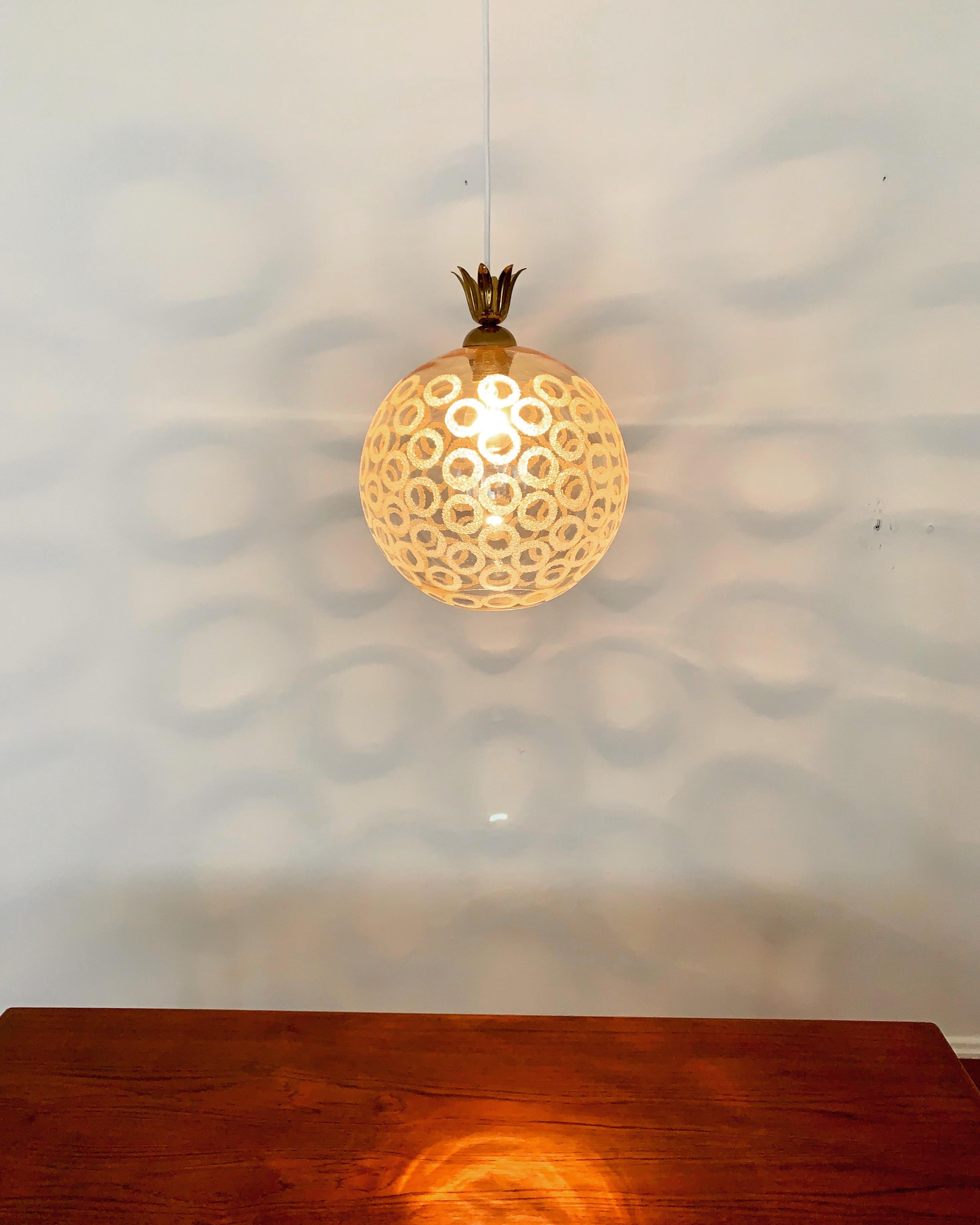 Mid-20th Century Glass Pendant Lamp For Sale