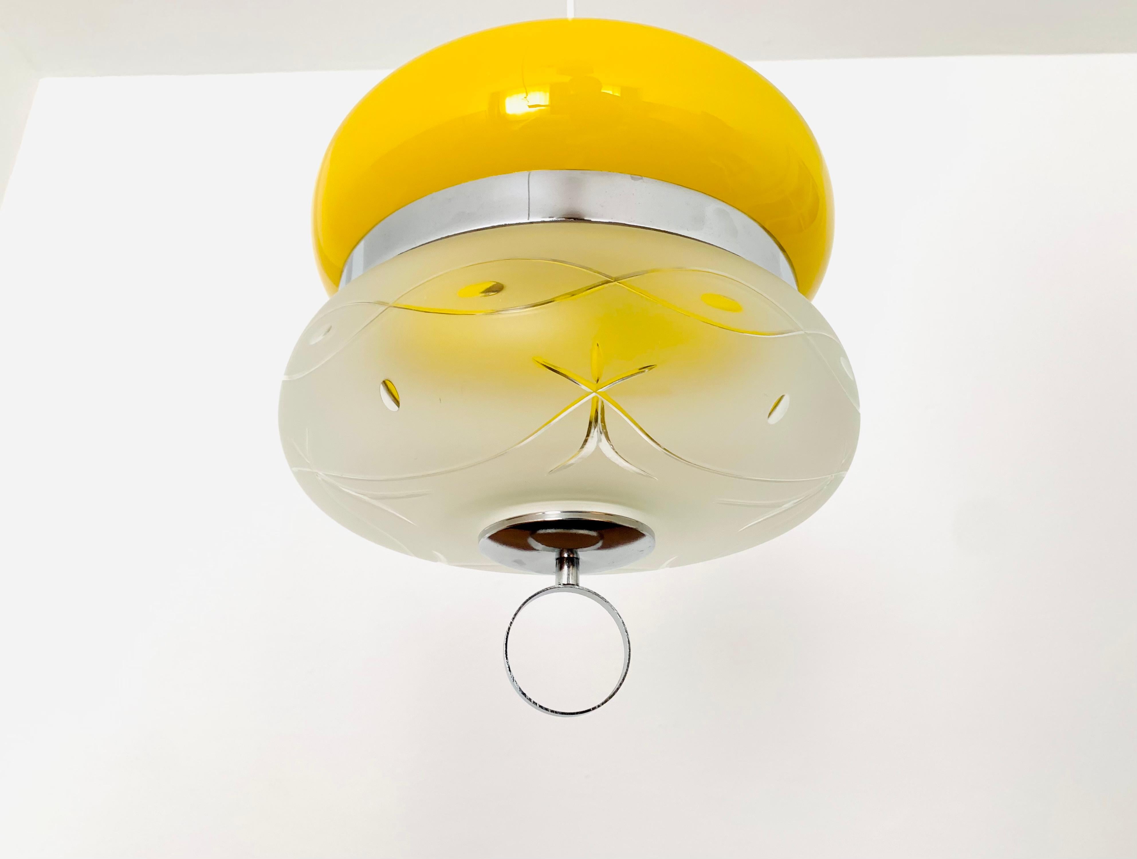 Mid-20th Century Glass Pendant Lamp For Sale