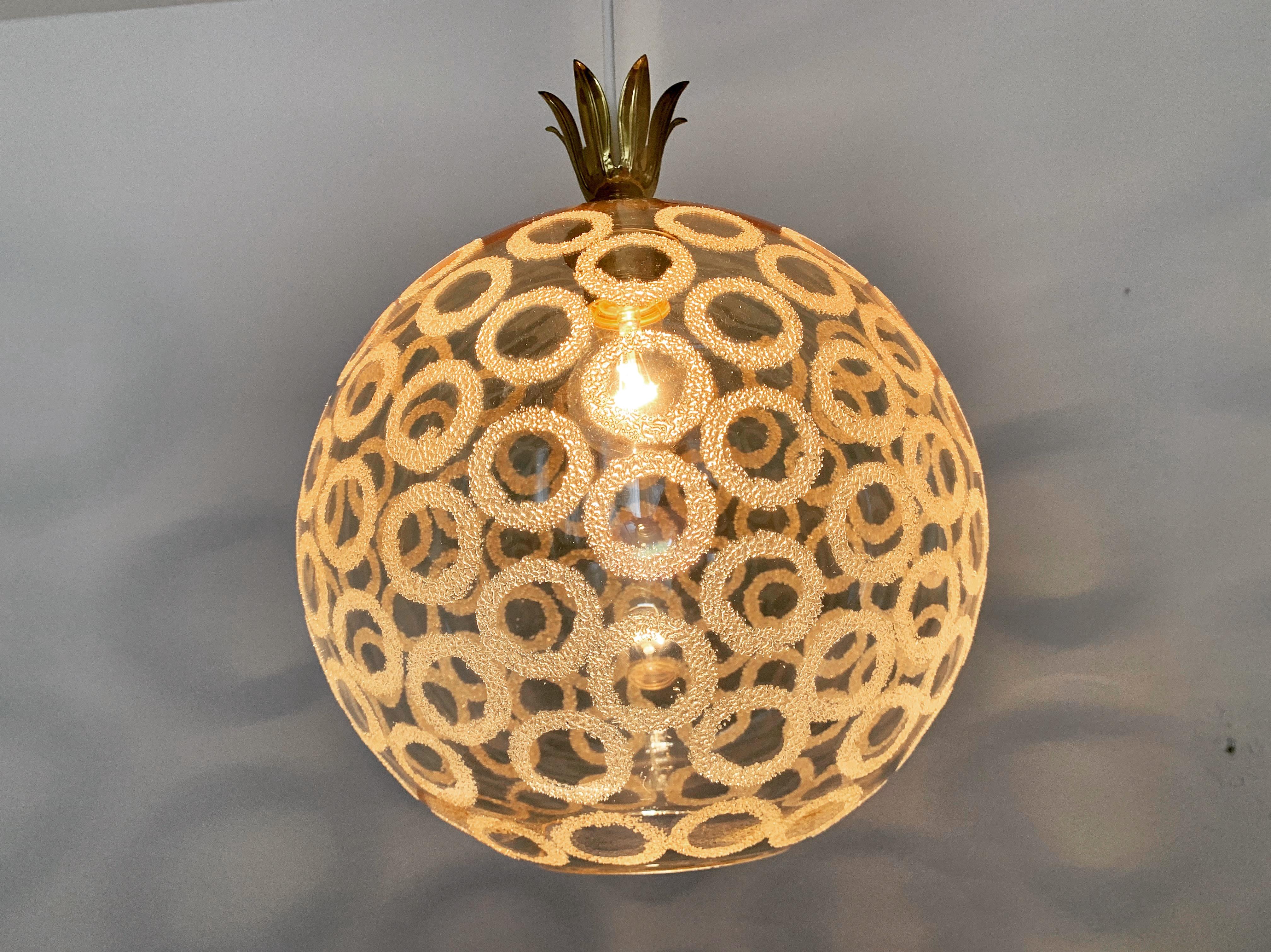 Mid-20th Century Glass Pendant Lamp For Sale