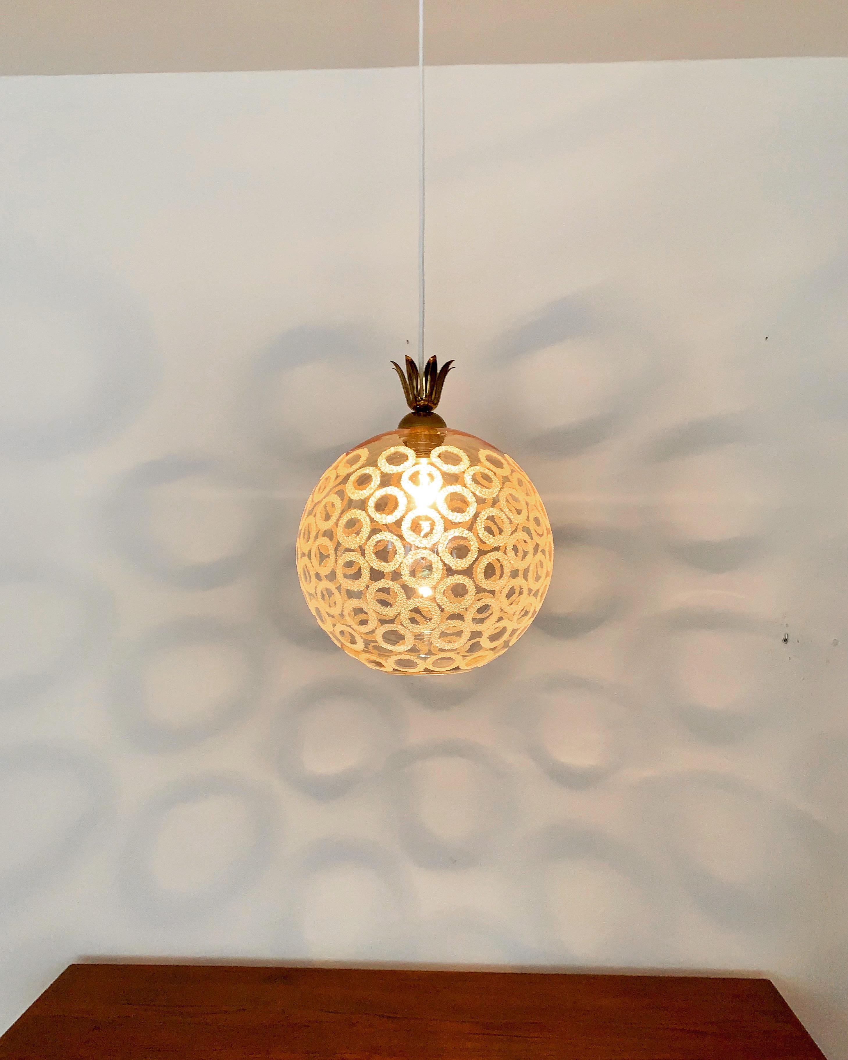 Brass Glass Pendant Lamp For Sale