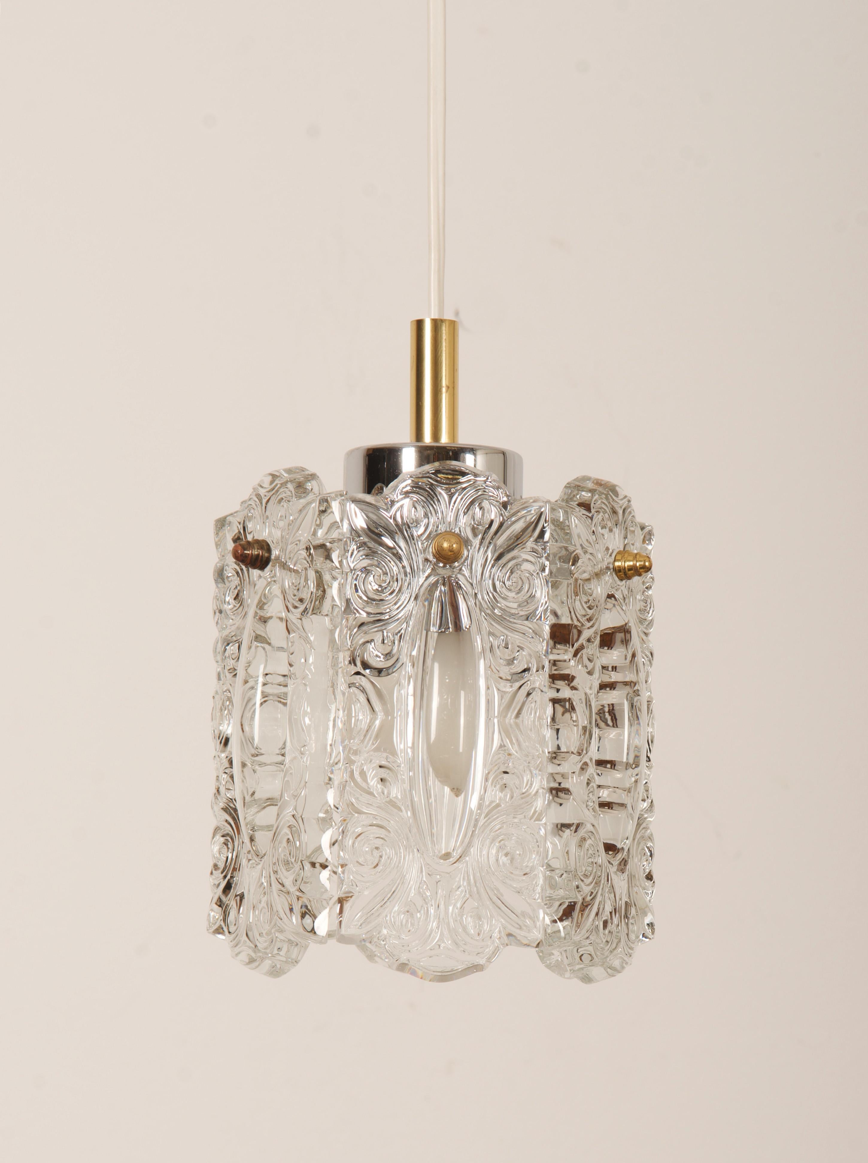 Scandinavian Modern Glass Pendant Lamp from the 1970s For Sale