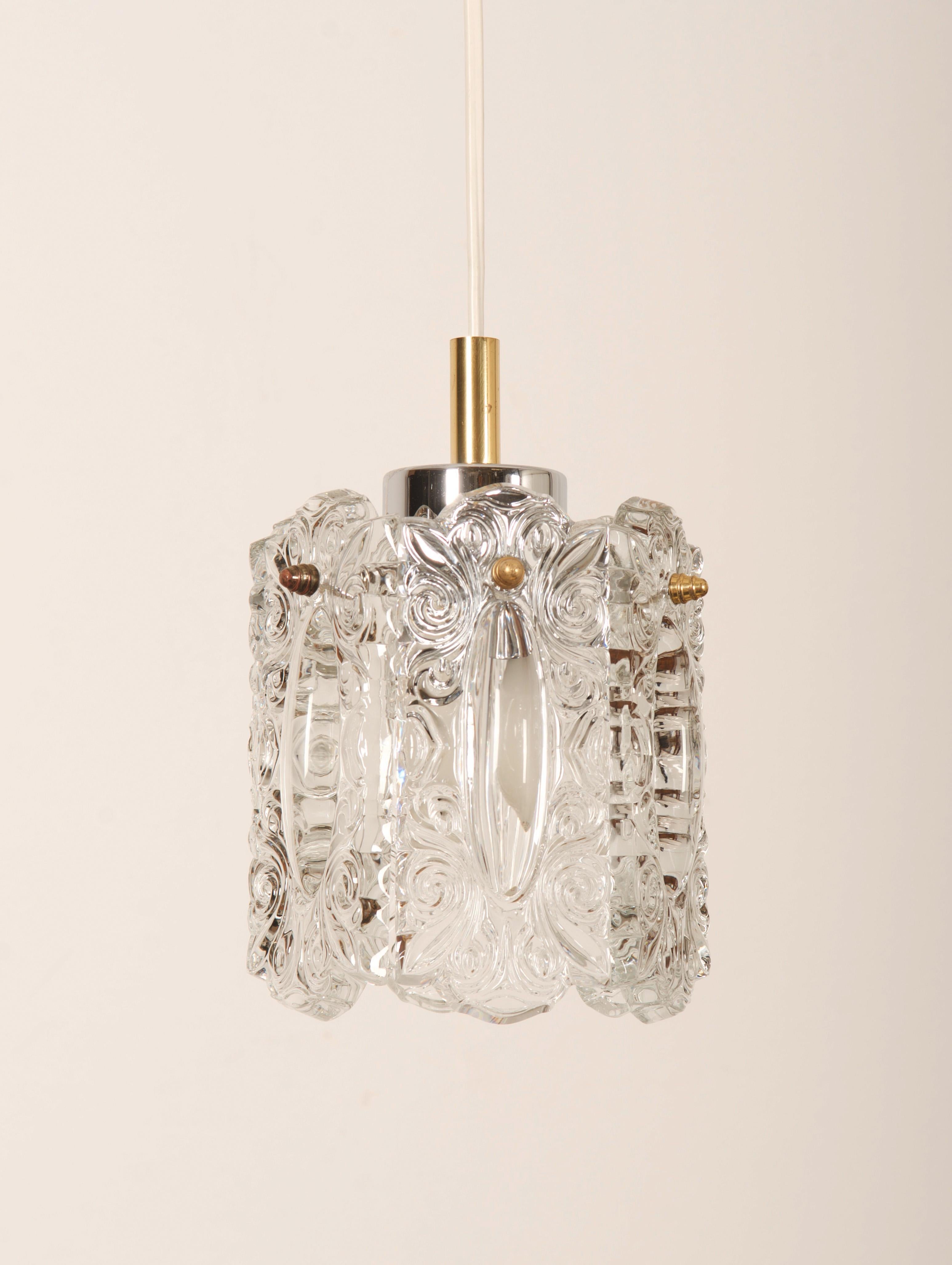 Swedish Glass Pendant Lamp from the 1970s For Sale