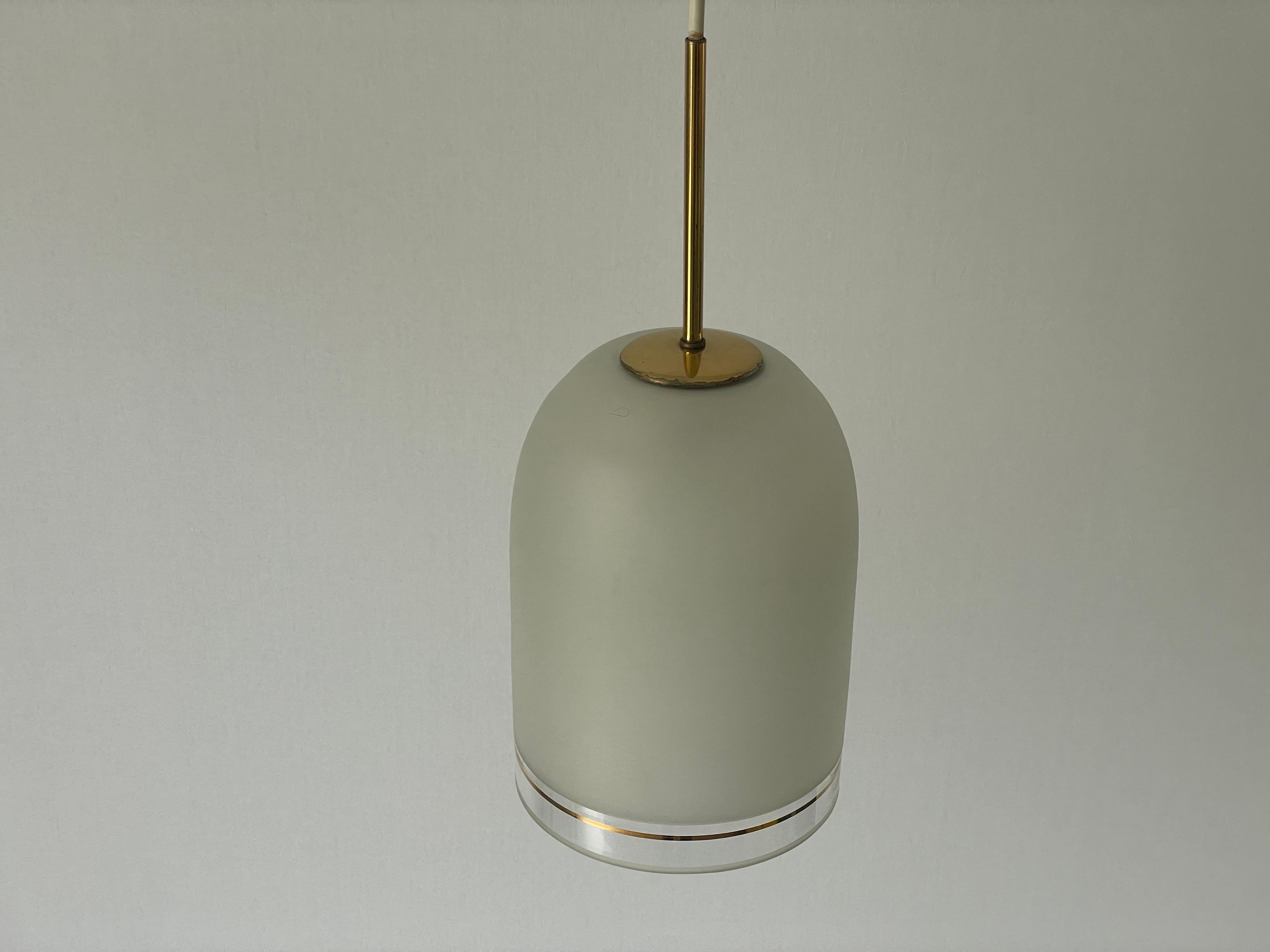 Art Deco Glass Pendant Lamp with Gold Details by Doria, 1960s, Germany For Sale