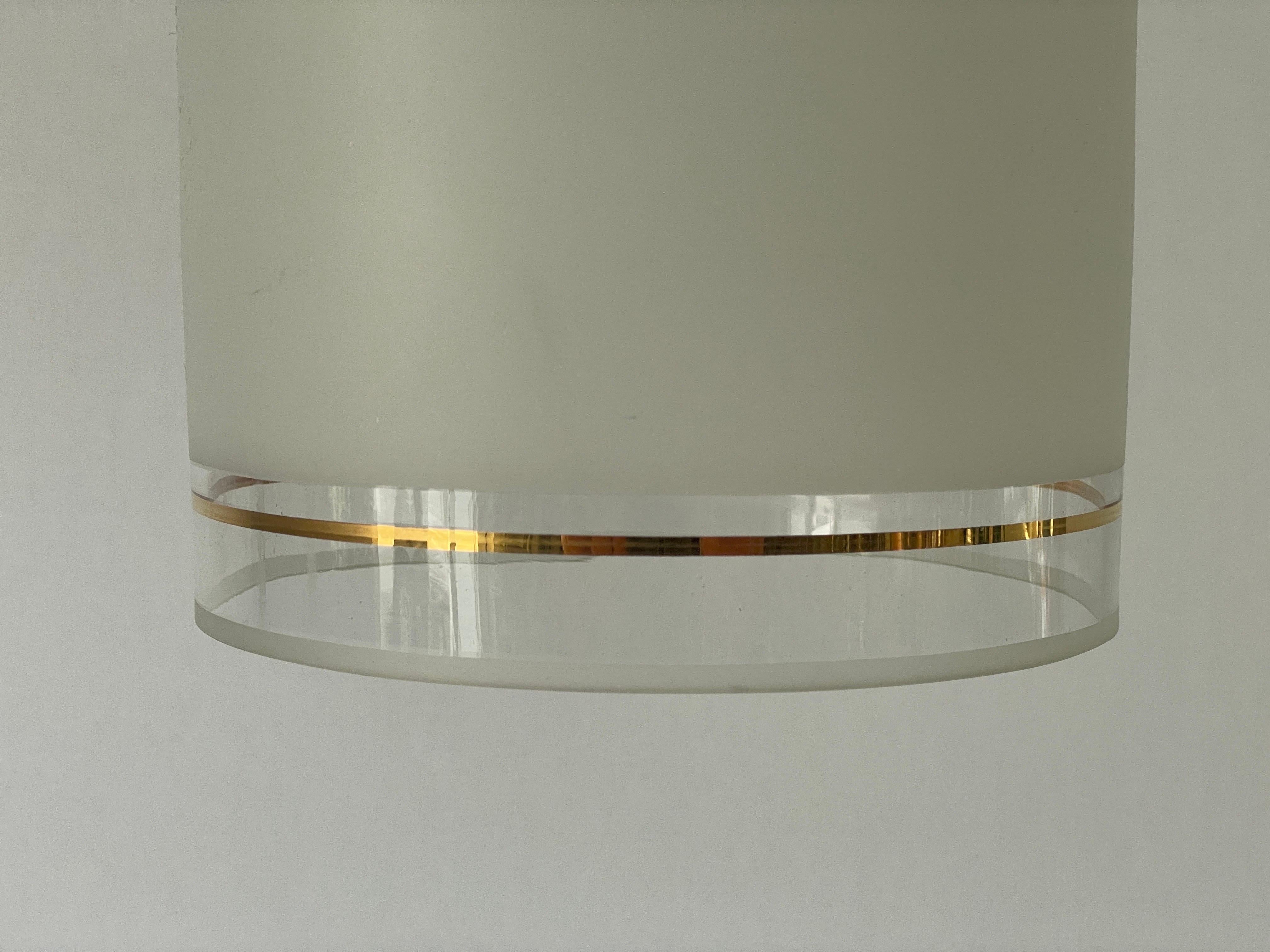 Mid-20th Century Glass Pendant Lamp with Gold Details by Doria, 1960s, Germany For Sale