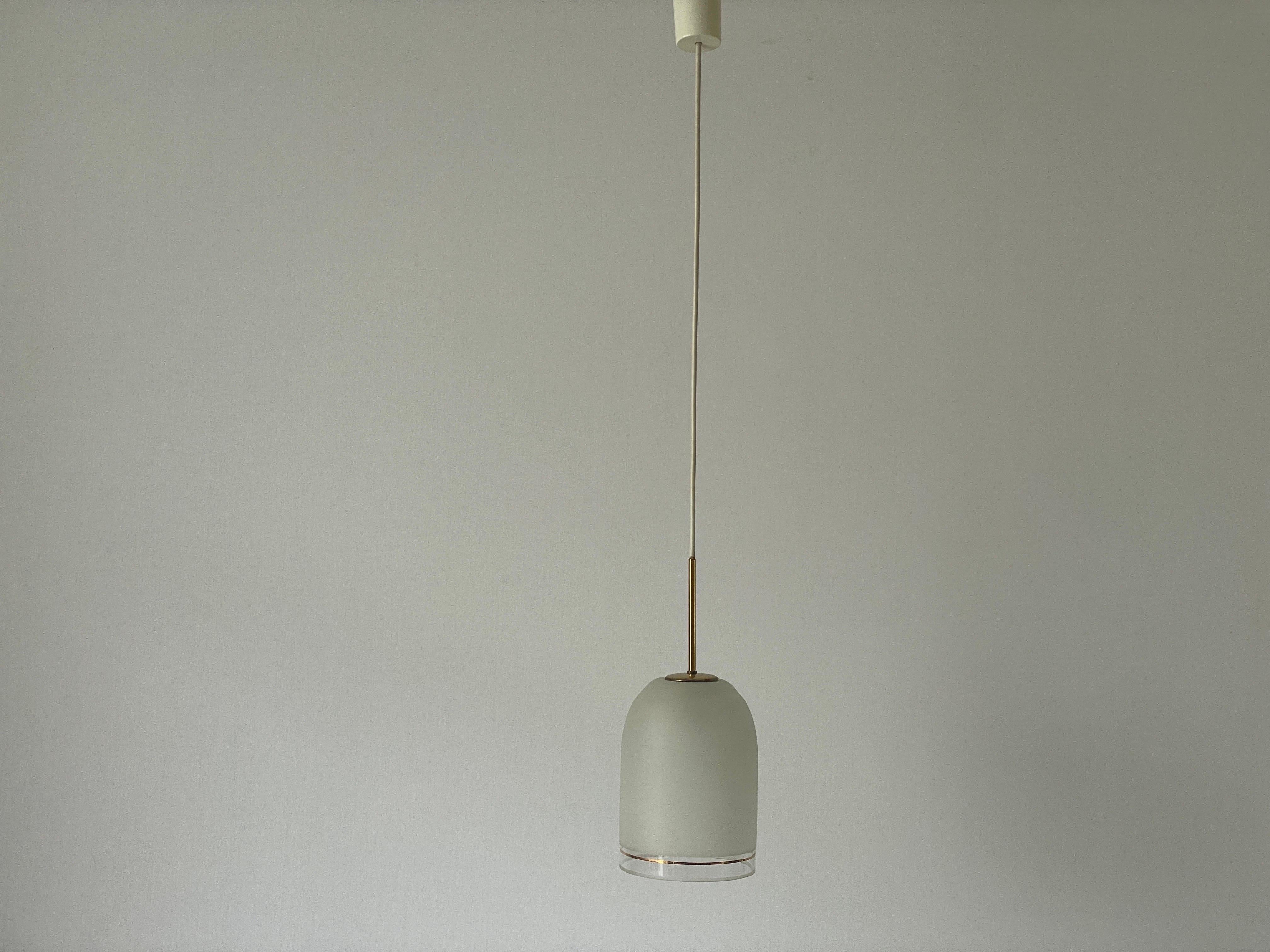 Brass Glass Pendant Lamp with Gold Details by Doria, 1960s, Germany For Sale