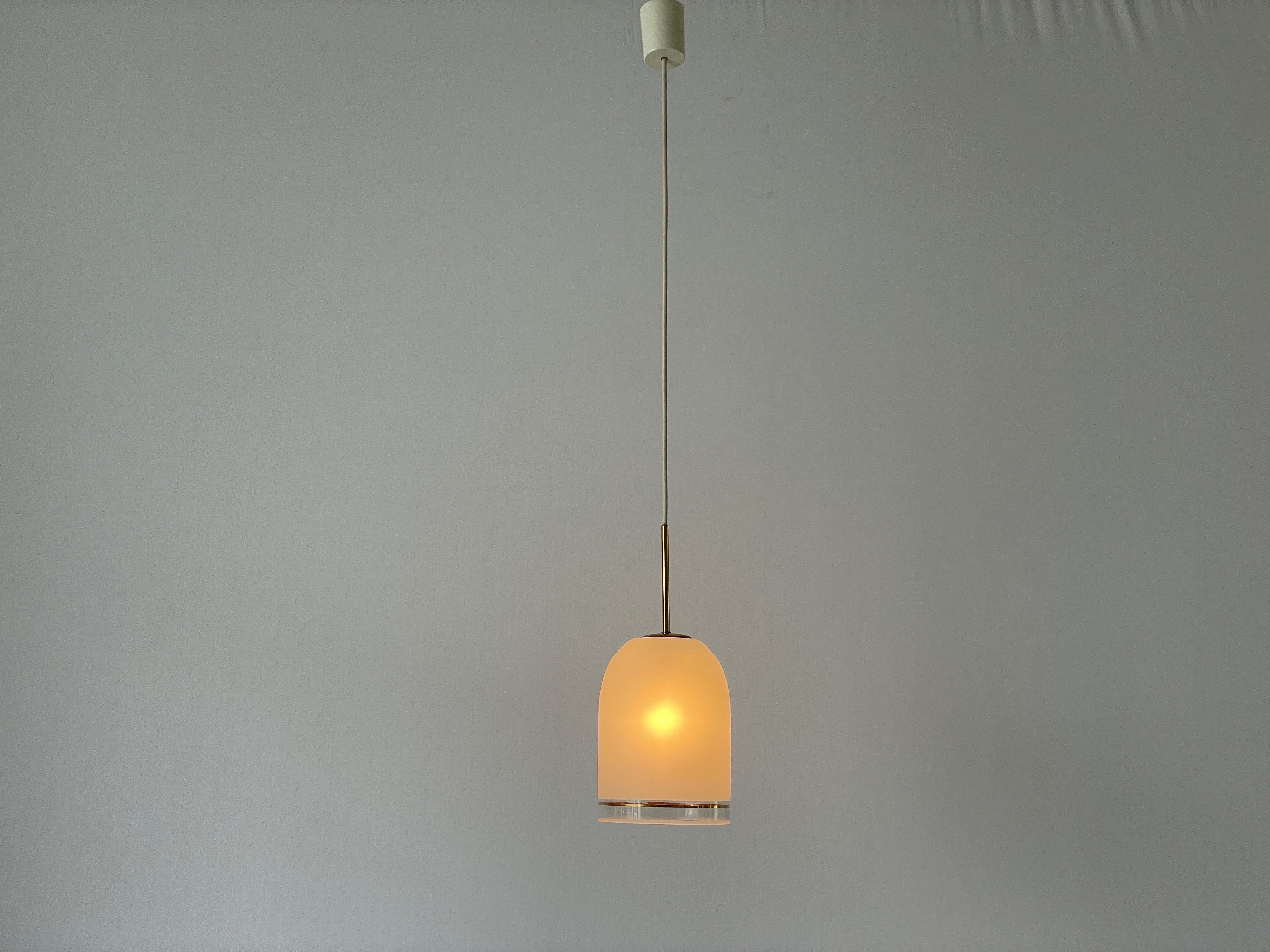 Glass Pendant Lamp with Gold Details by Doria, 1960s, Germany For Sale 1