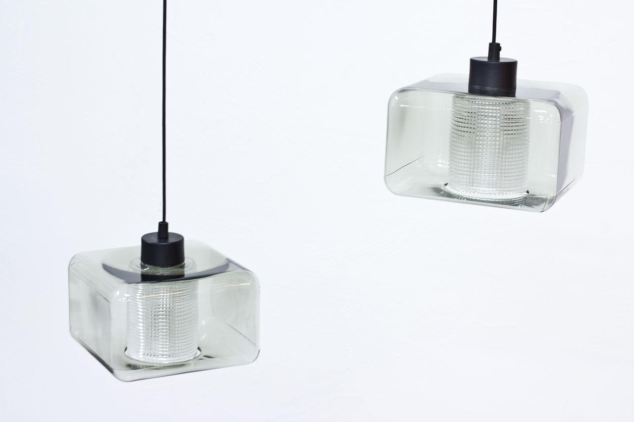 Scandinavian Modern Glass Pendant Lamps by Carl Fagerlund for Orrefors