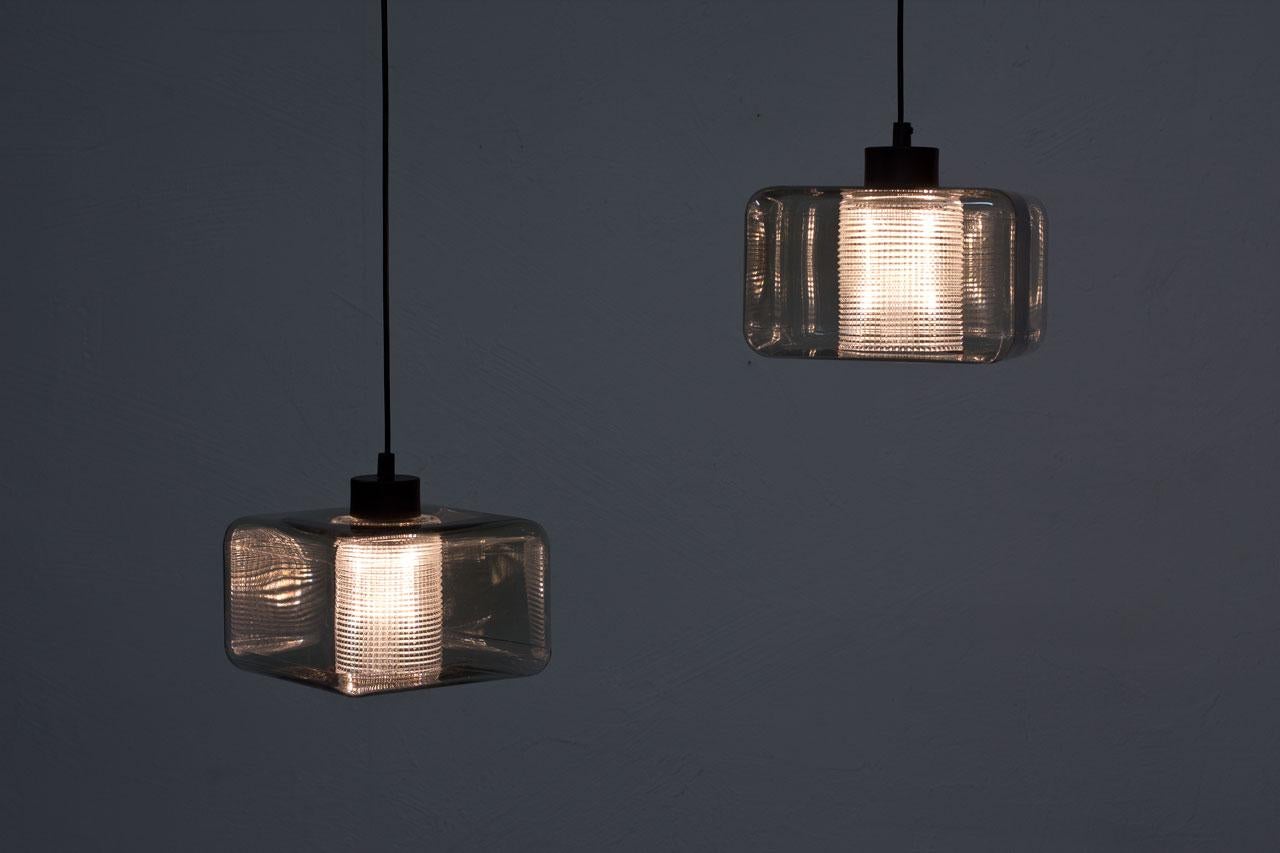 Mid-20th Century Glass Pendant Lamps by Carl Fagerlund for Orrefors