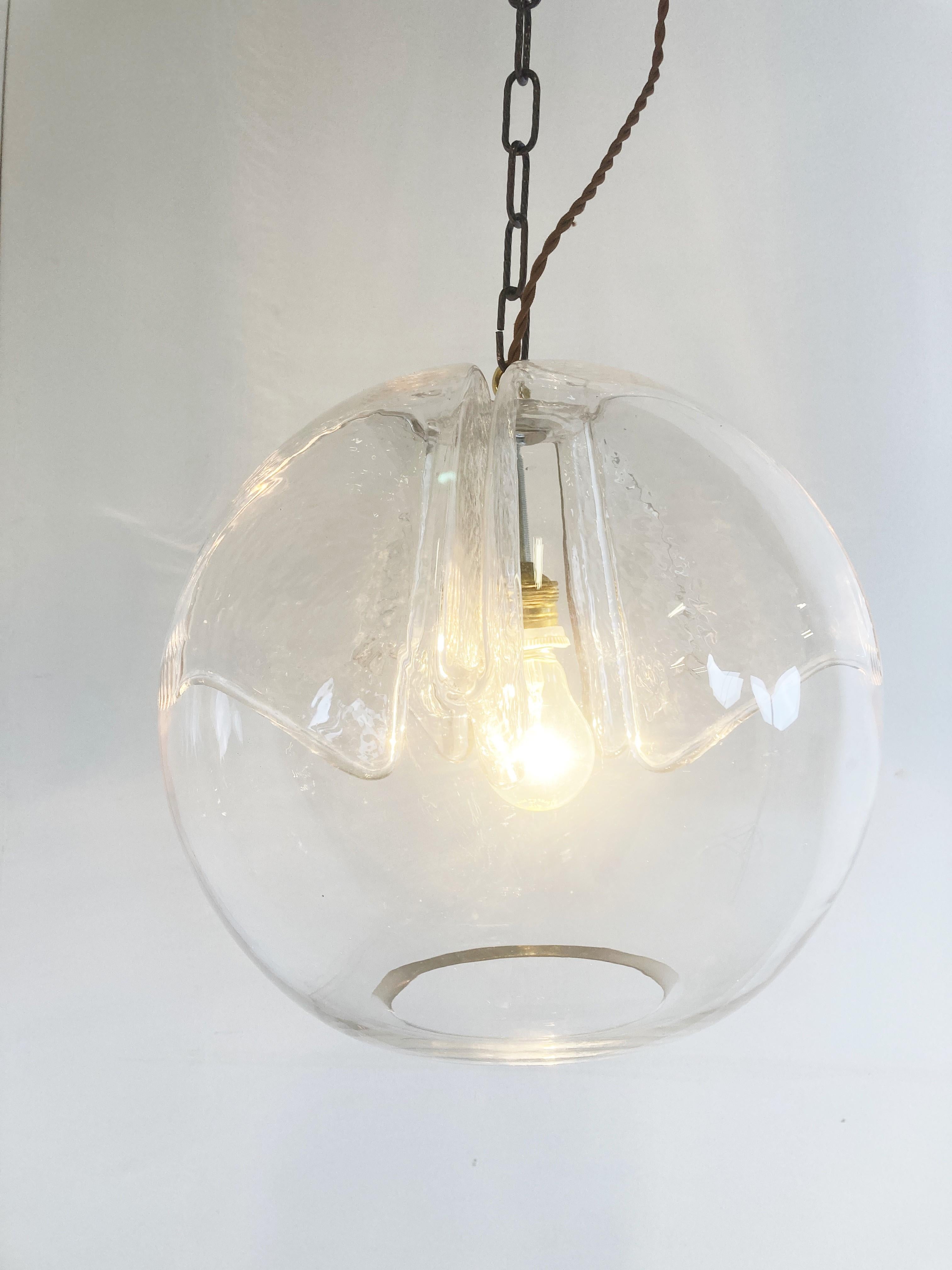 Glass pendant light by Peil and Putzler, 1970s For Sale 5