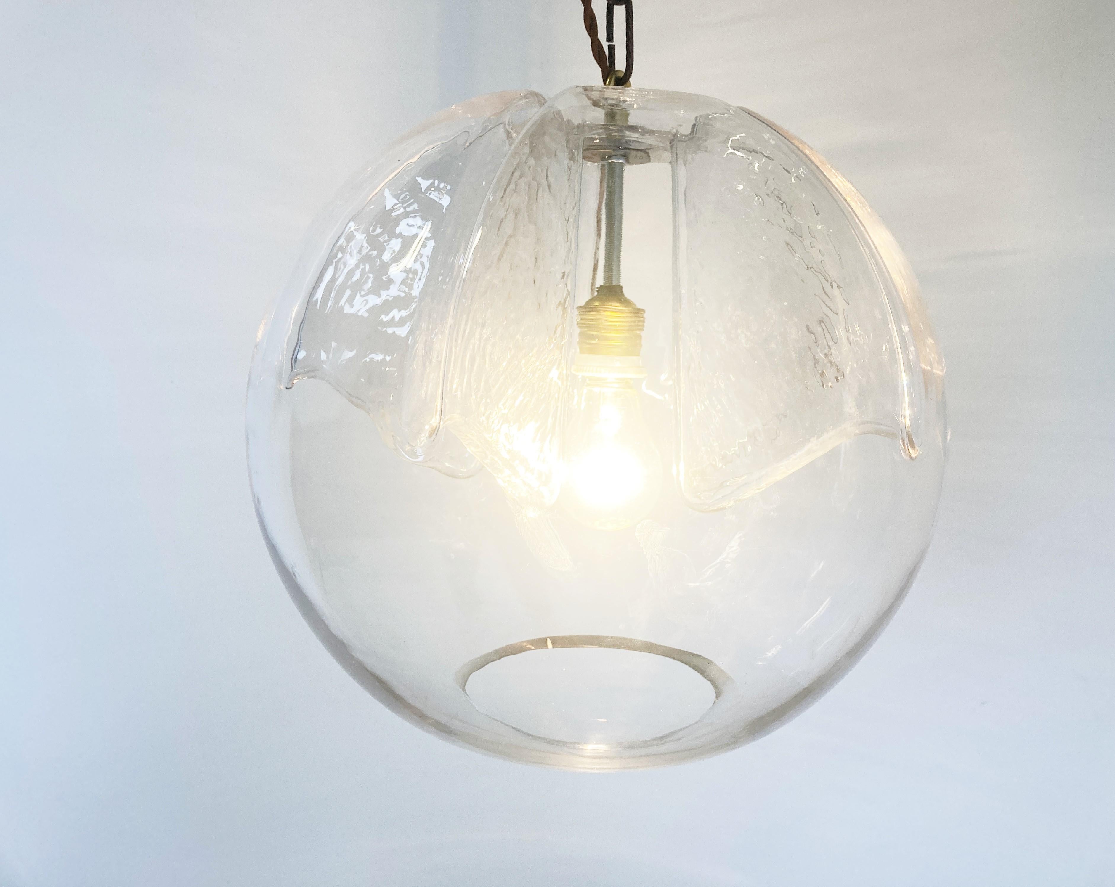 Glass pendant light by Peil and Putzler, 1970s For Sale 6