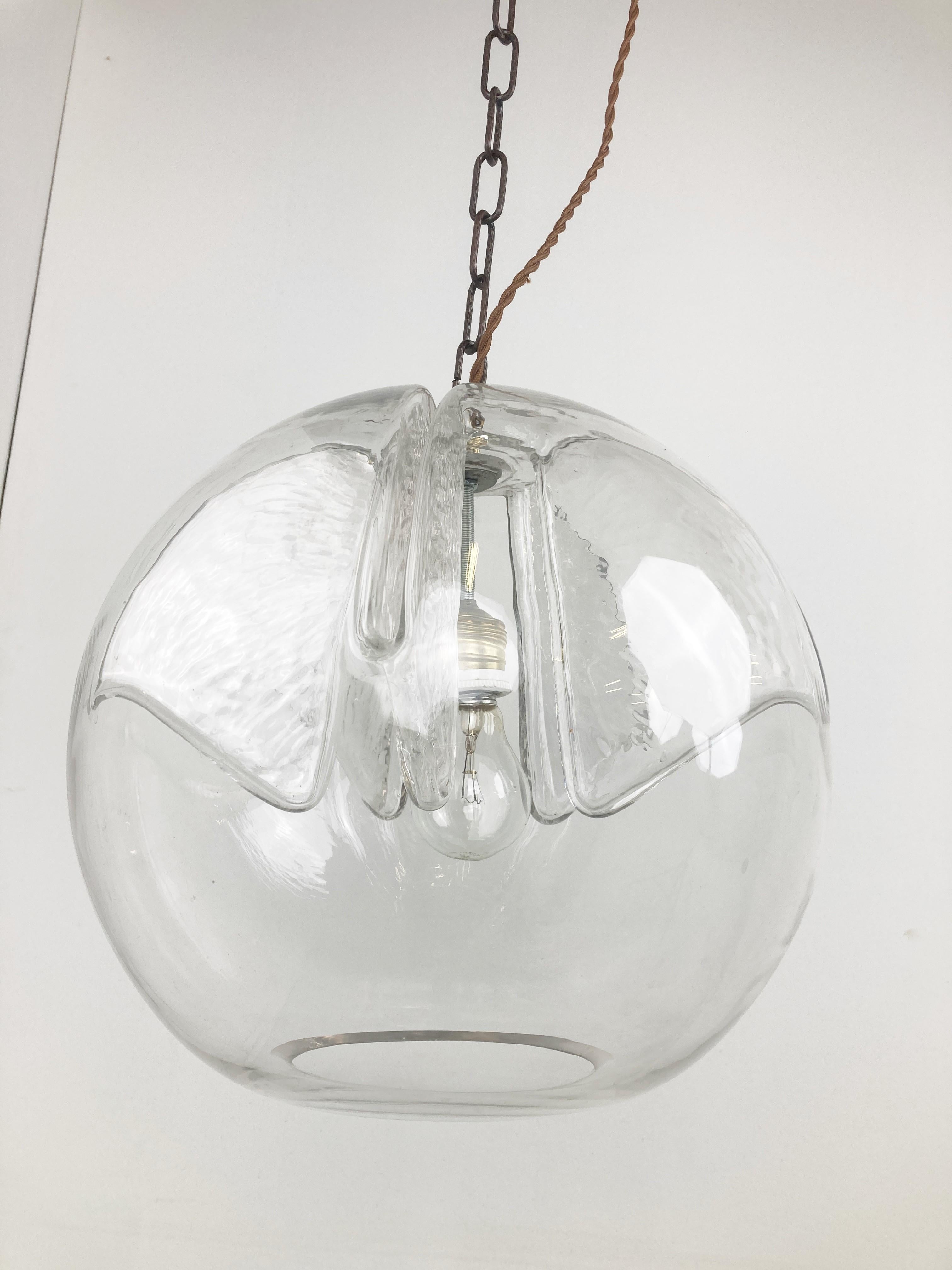 Mid-Century Modern Glass pendant light by Peil and Putzler, 1970s For Sale