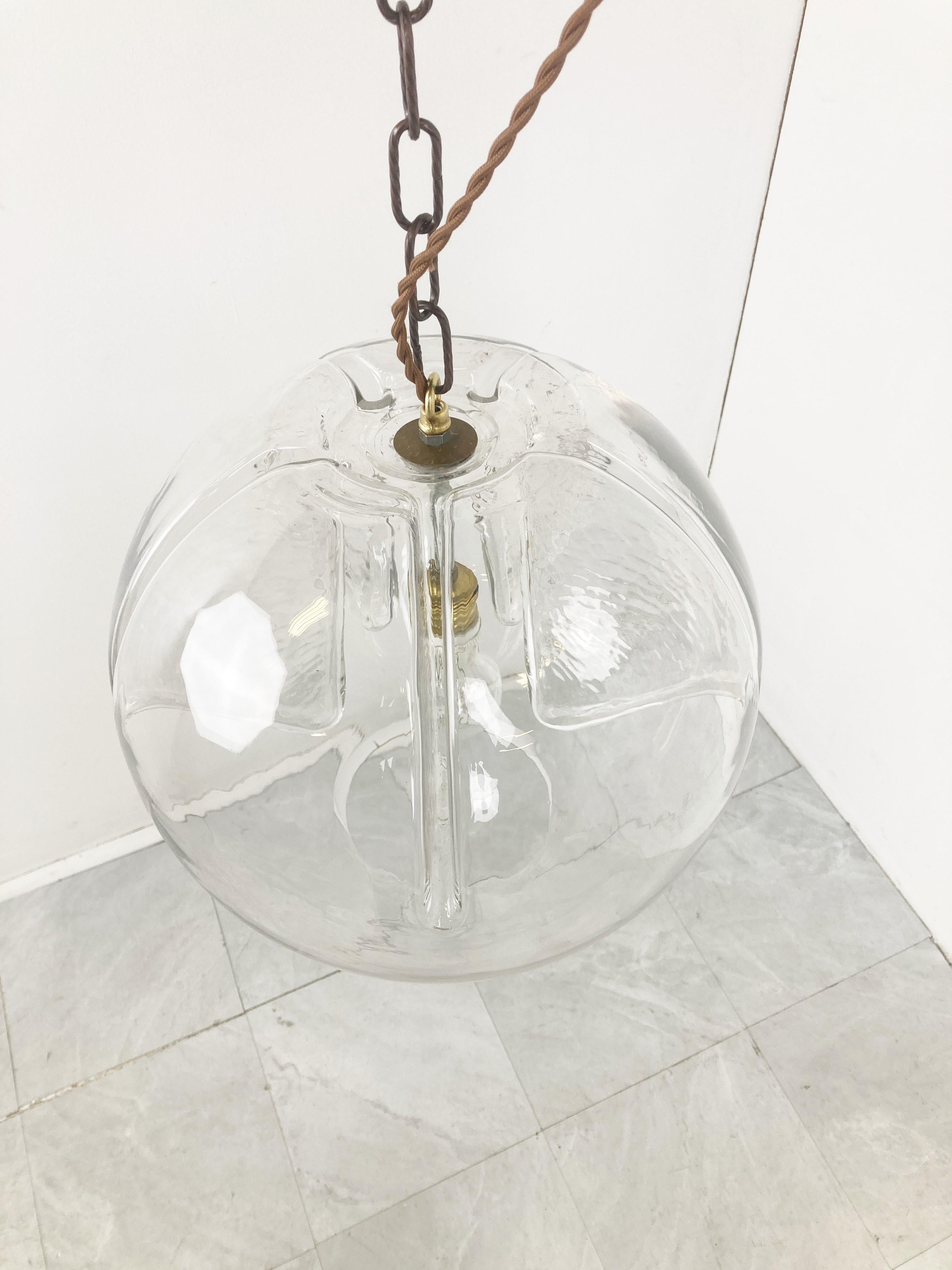 German Glass pendant light by Peil and Putzler, 1970s For Sale