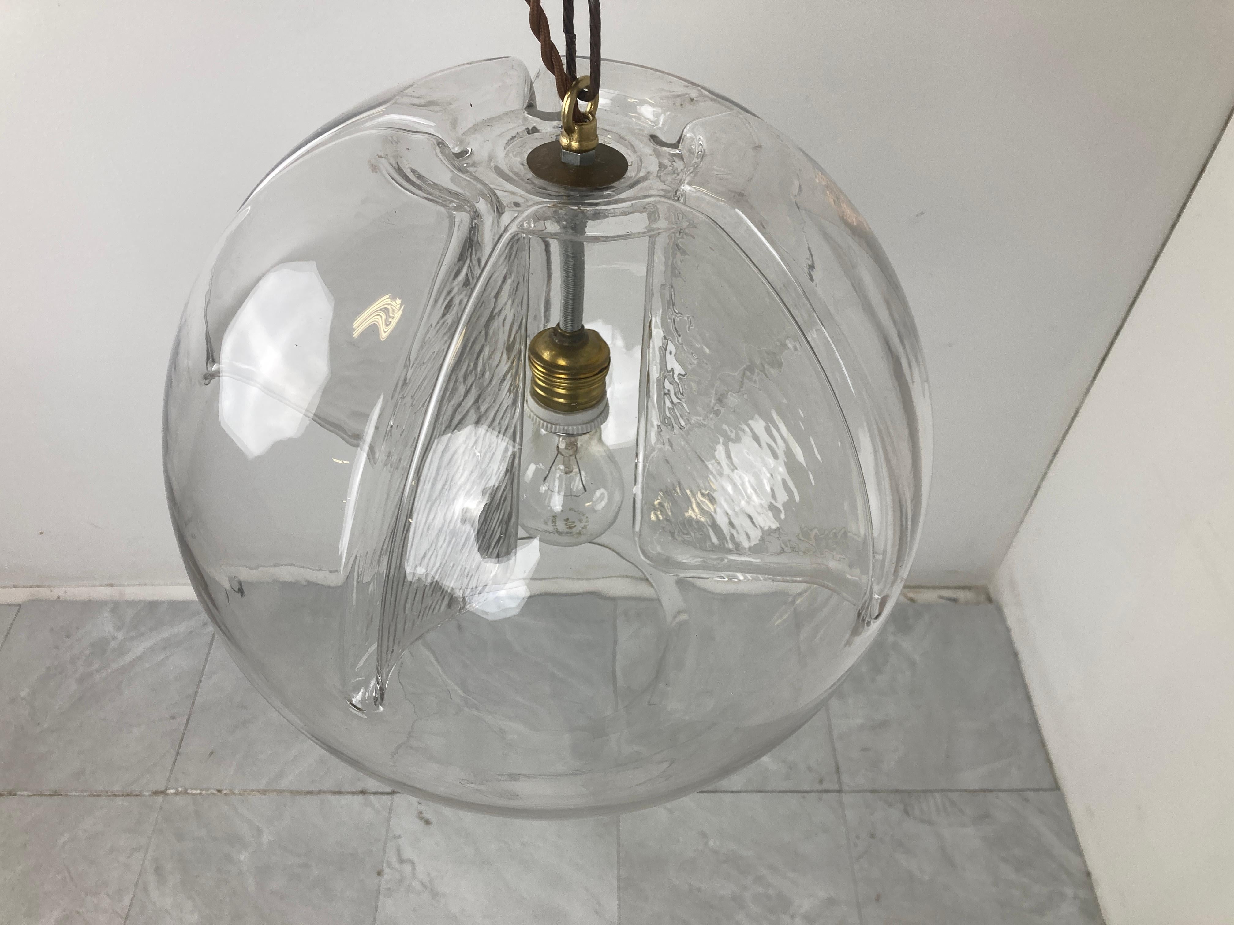 Late 20th Century Glass pendant light by Peil and Putzler, 1970s For Sale