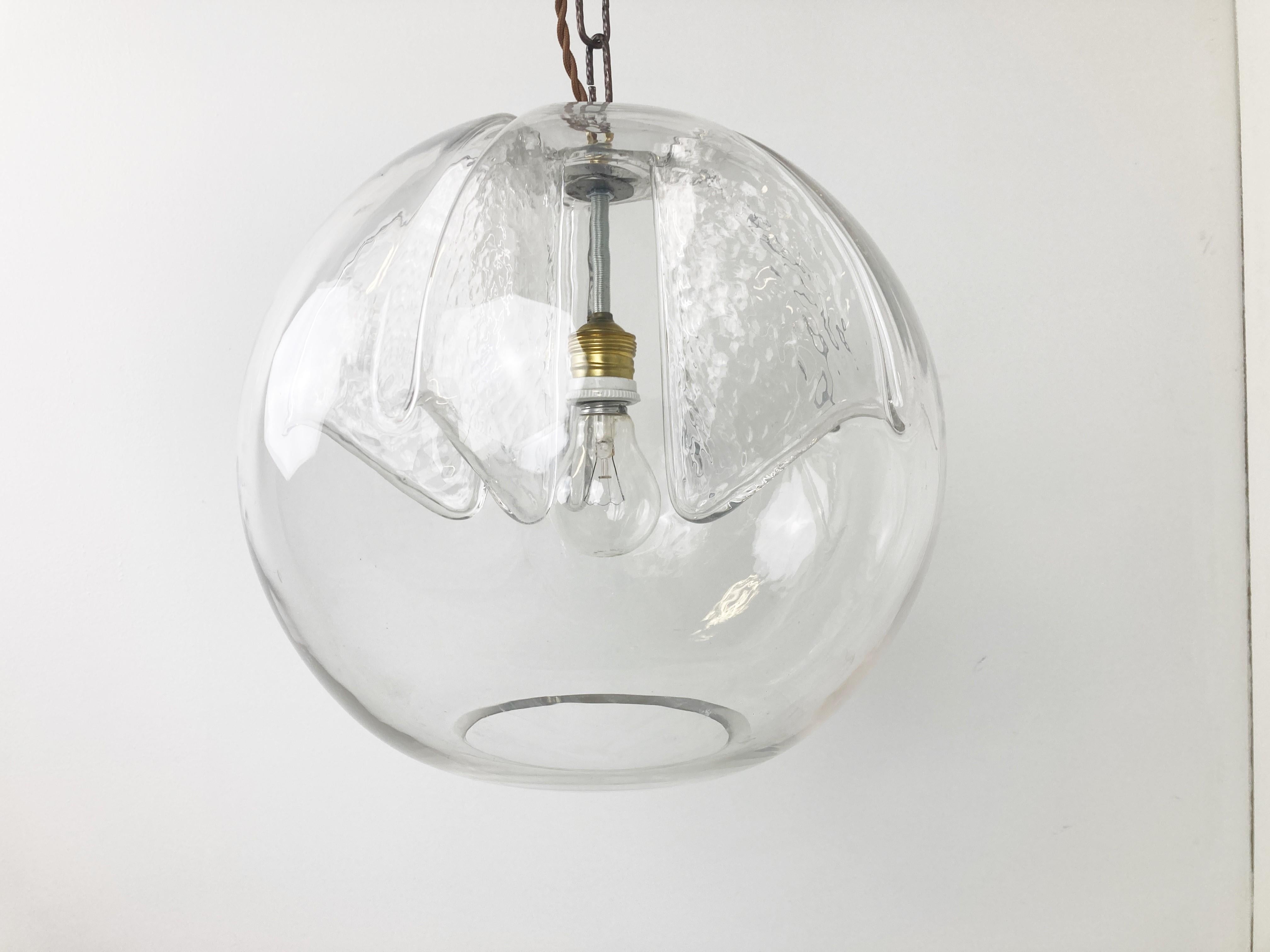 Glass pendant light by Peil and Putzler, 1970s For Sale 1