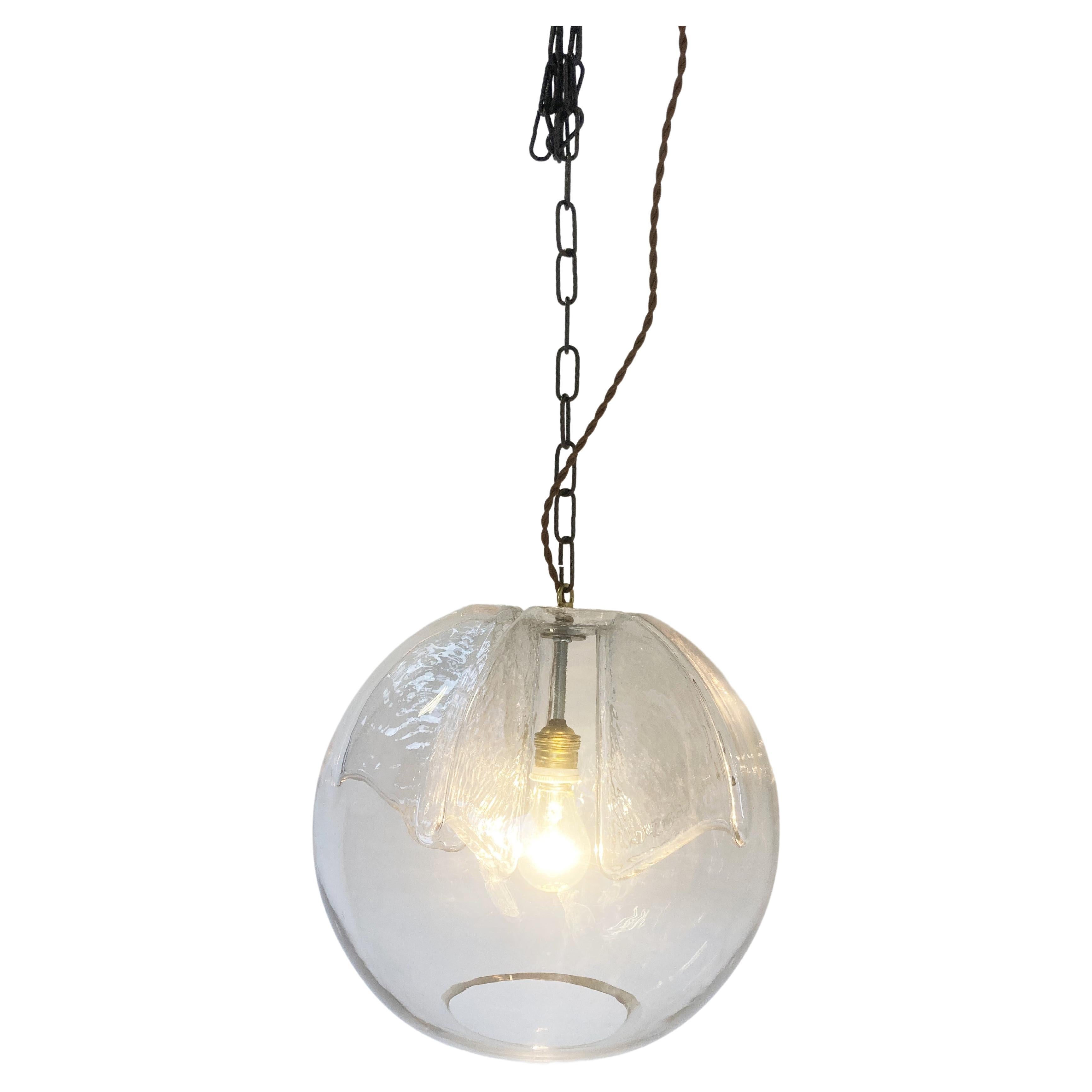 Glass pendant light by Peil and Putzler, 1970s For Sale