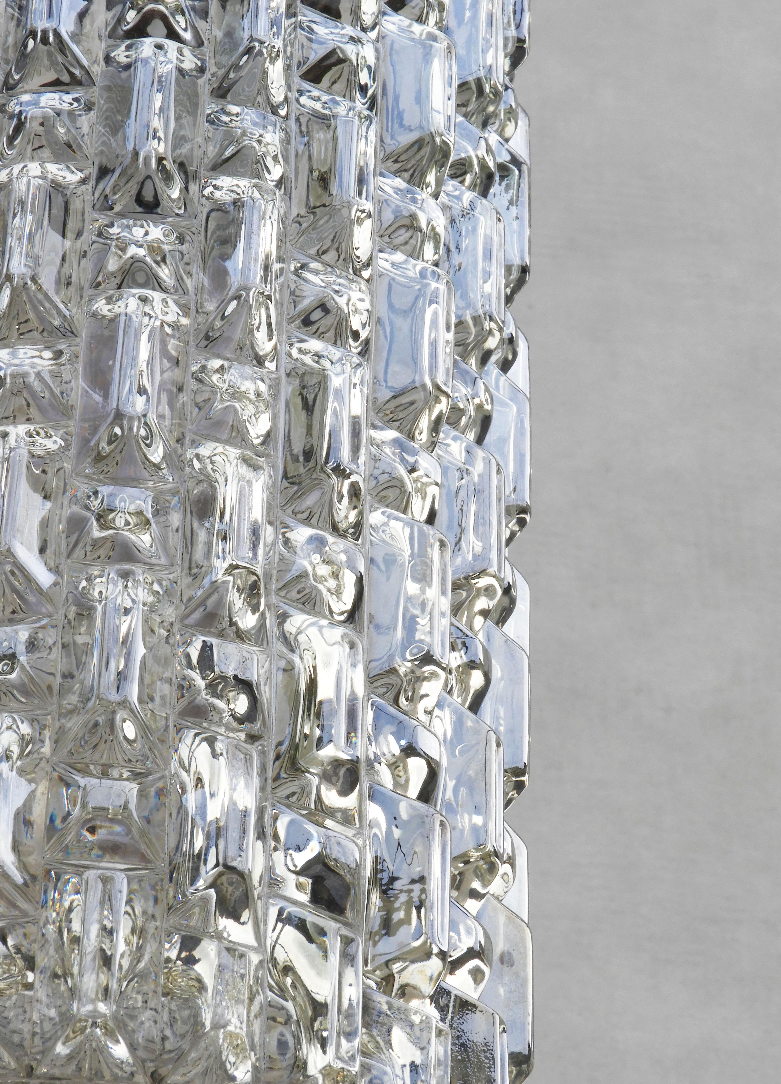 Mid Century French Textured Glass Pendant Light Lantern C1950 For Sale 4