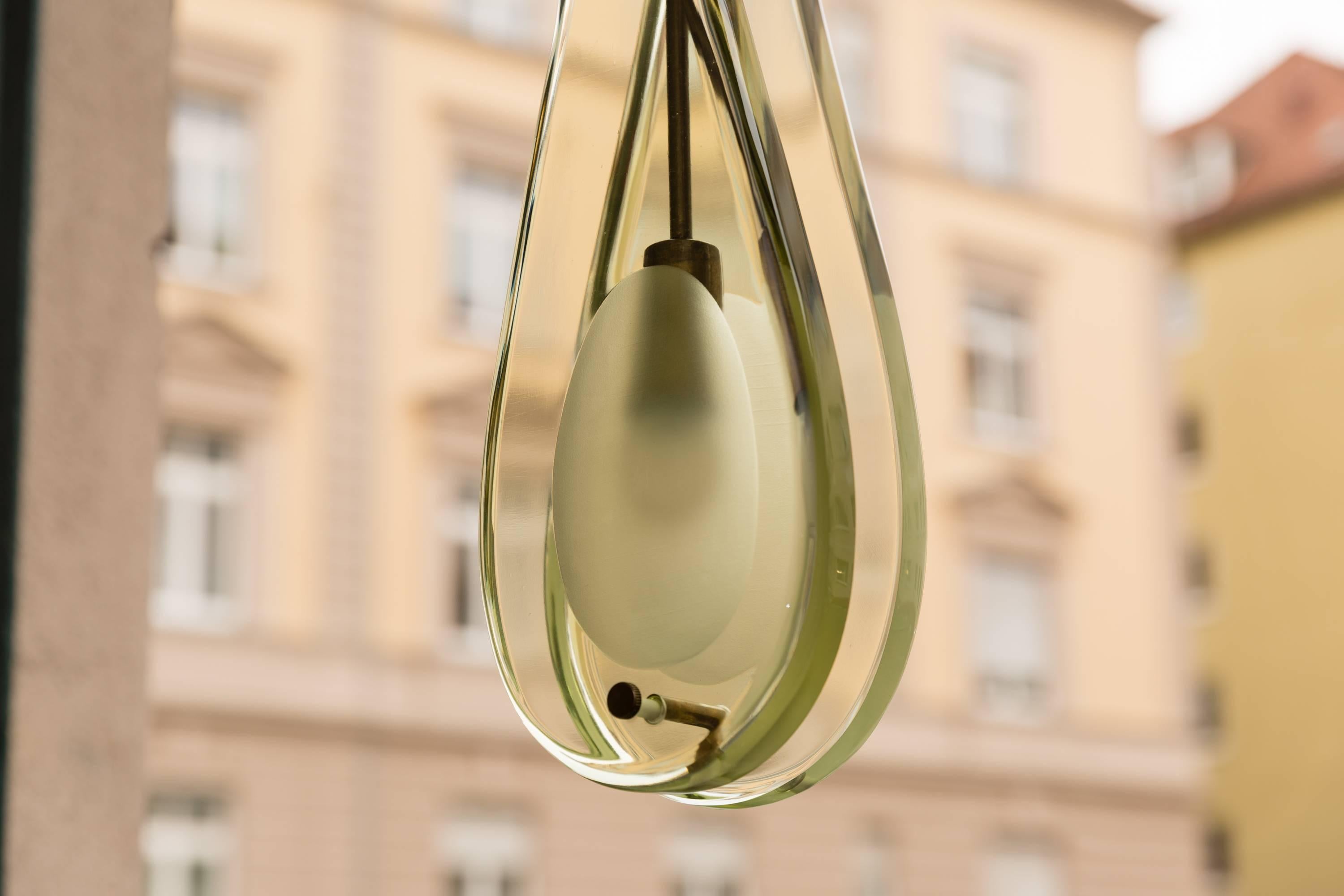 Glass Pendent by Fontana Arte, Max Ingrand Model 2259, Italy, circa 1960 For Sale 1