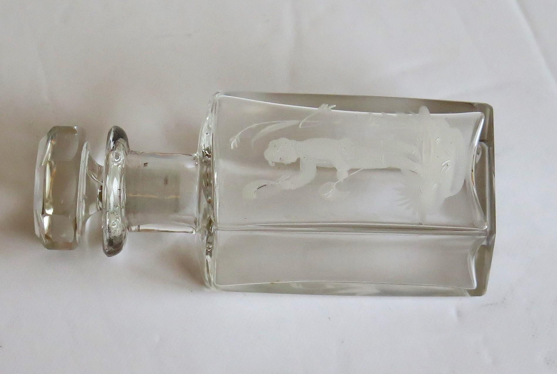 19th Century Glass Perfume Bottle with Mary Gregory White Enameled Boy, circa 1900 For Sale