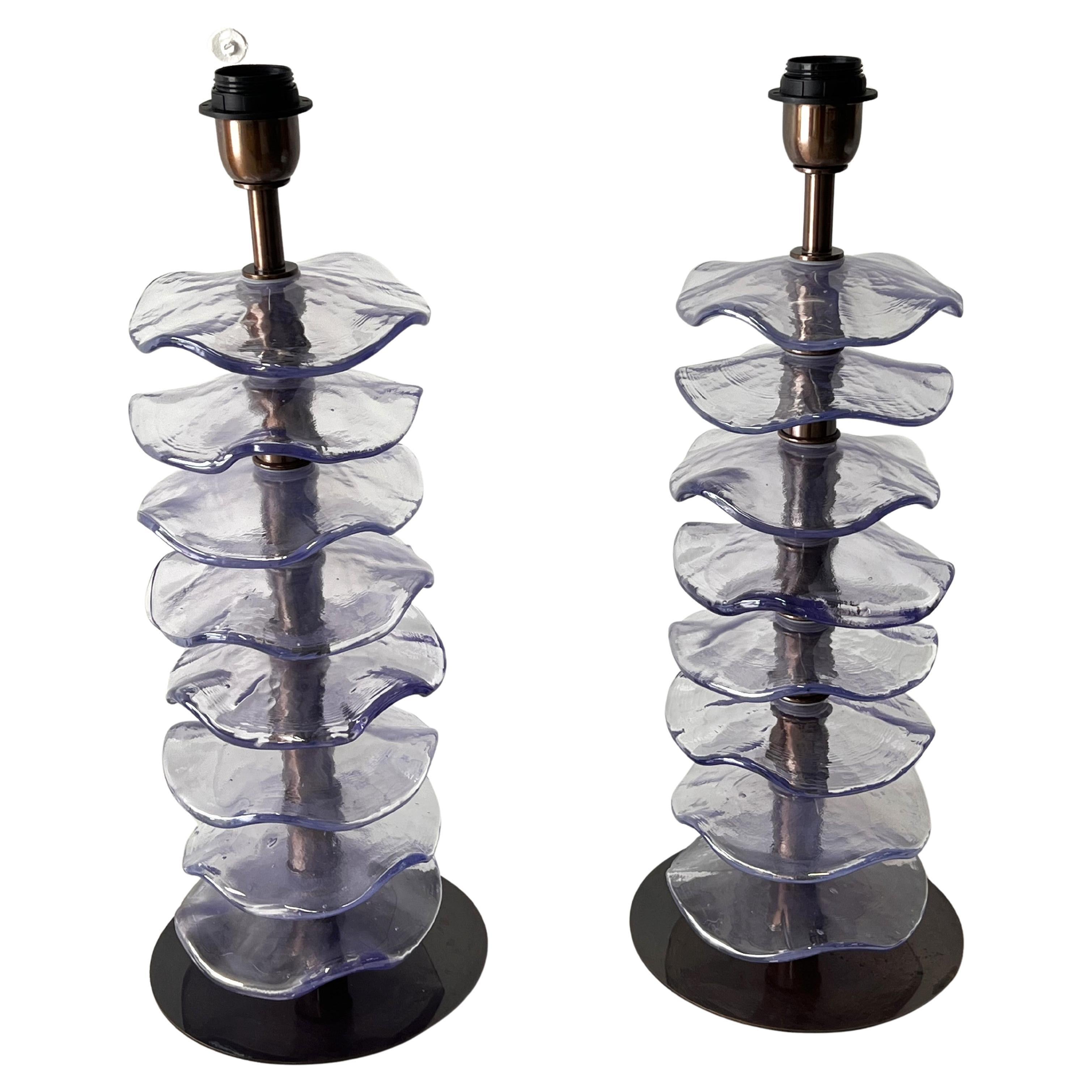 Lampade da tavolo in vetro "Petal" viola di Alberto Dona
