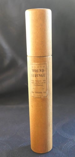Glass Pharmacy Wound Syringe in Beech Case by Wm Toogood Ltd