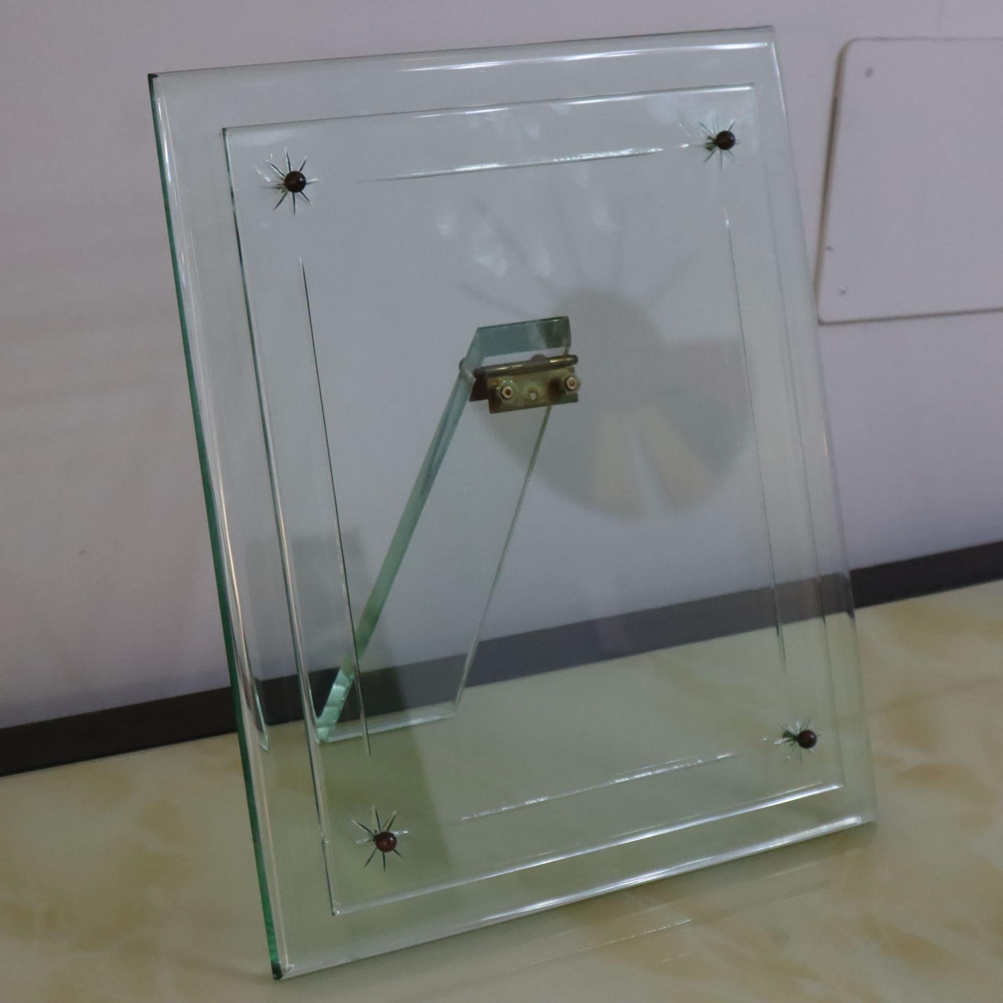 Fotorahmen aus Glas, Pietro Chiesa für Fontana Arte zugeschrieben, Italien, 1940er Jahre (Messing) im Angebot