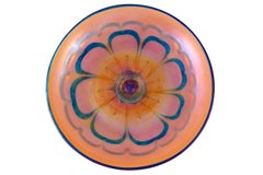 Glass Plate Loetz Iridescent Orange Purple Pink Blue, circa 1900