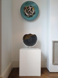 Piatto di vetro su supporto firmato Barbini