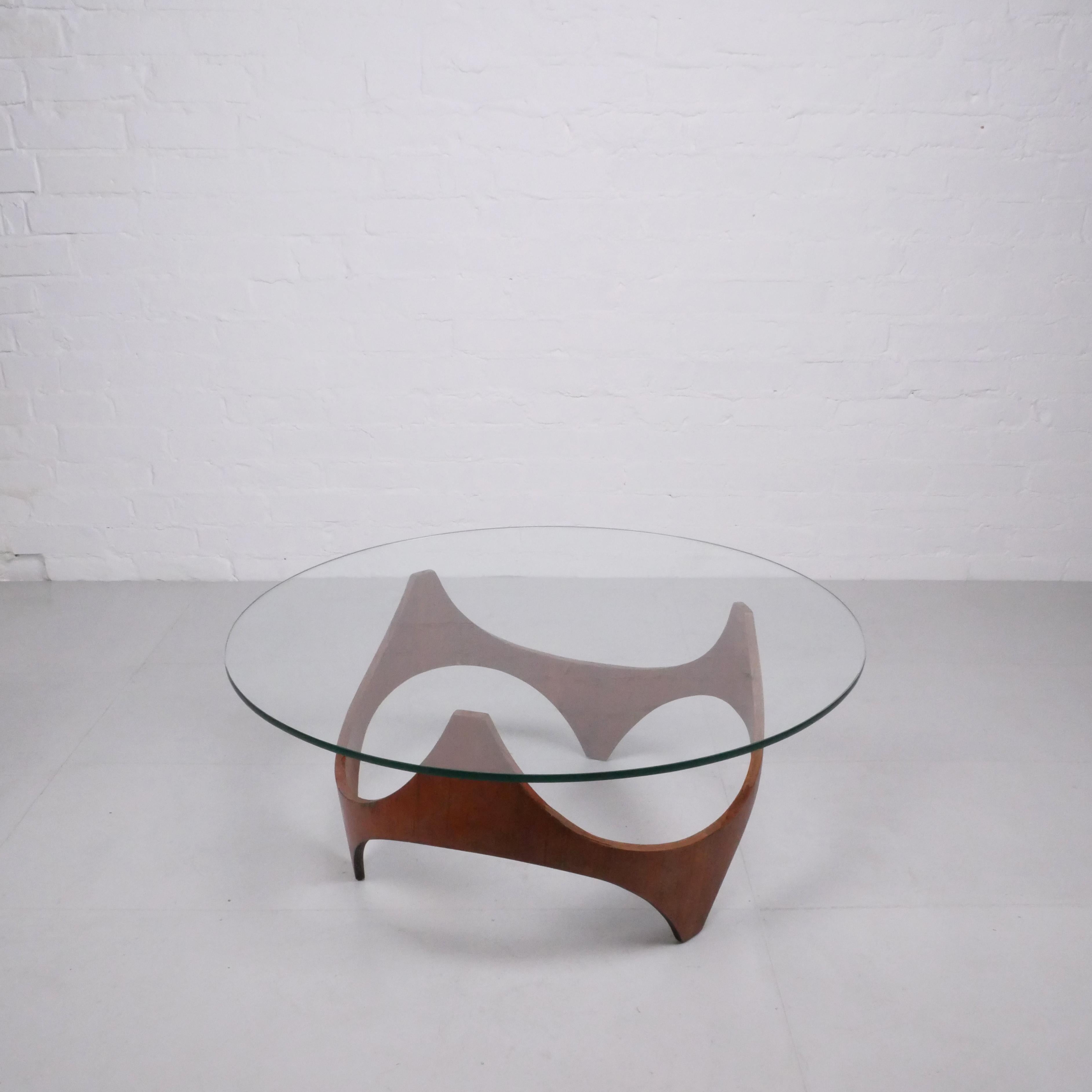 Glass & Plywood Coffee Table, Style of Henry P Glass, Joe Colombo Gerald Summers 4